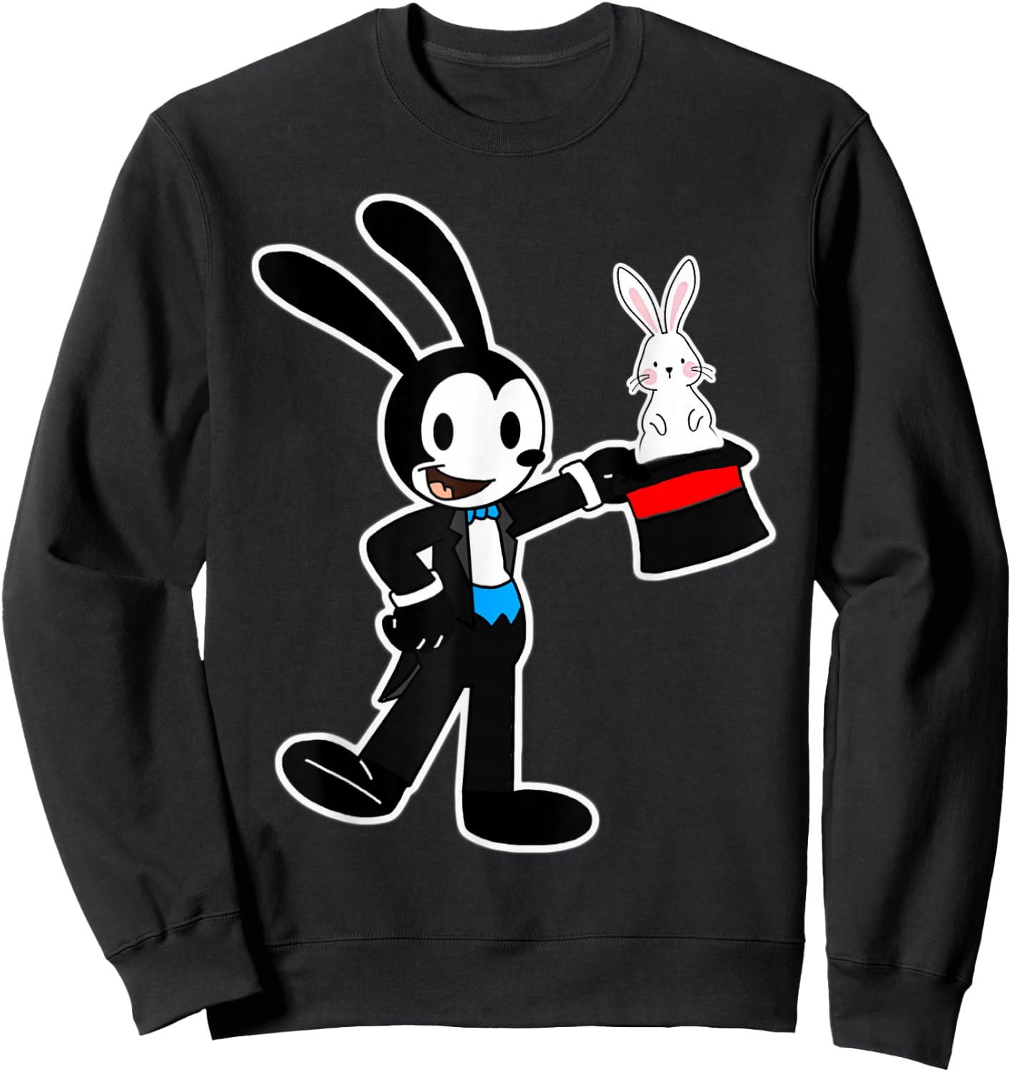 Oswald Rabbit Magician pulls Rabbit out of Hat Sweatshirt - Sweatshirt | Black