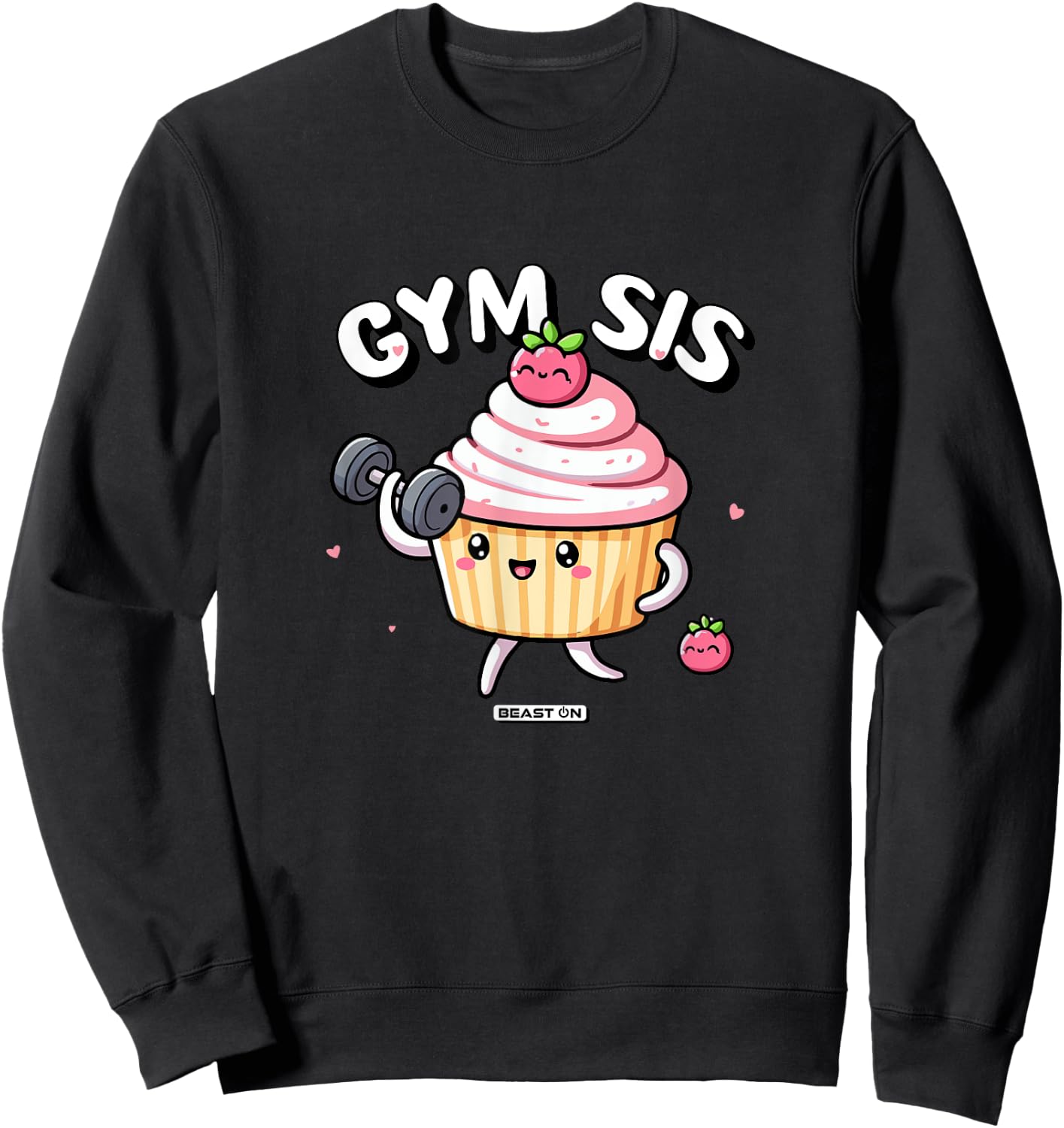 Gym Sis Cupcake Fitness Training Cute Women Gym Sweatshirt - Sweatshirt | Black
