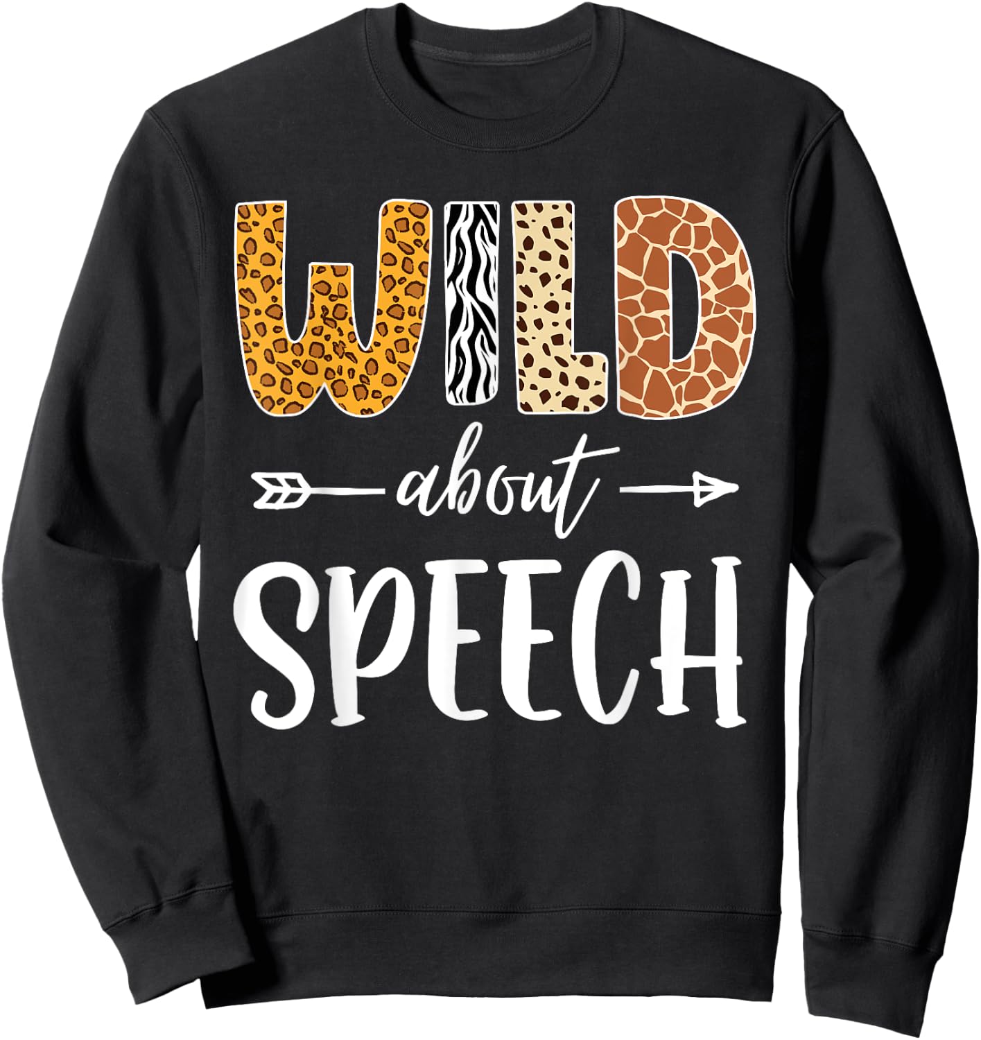 Wild About Speech SLP Leopard Teacher Back to School Kids Sweatshirt - Sweatshirt | Black