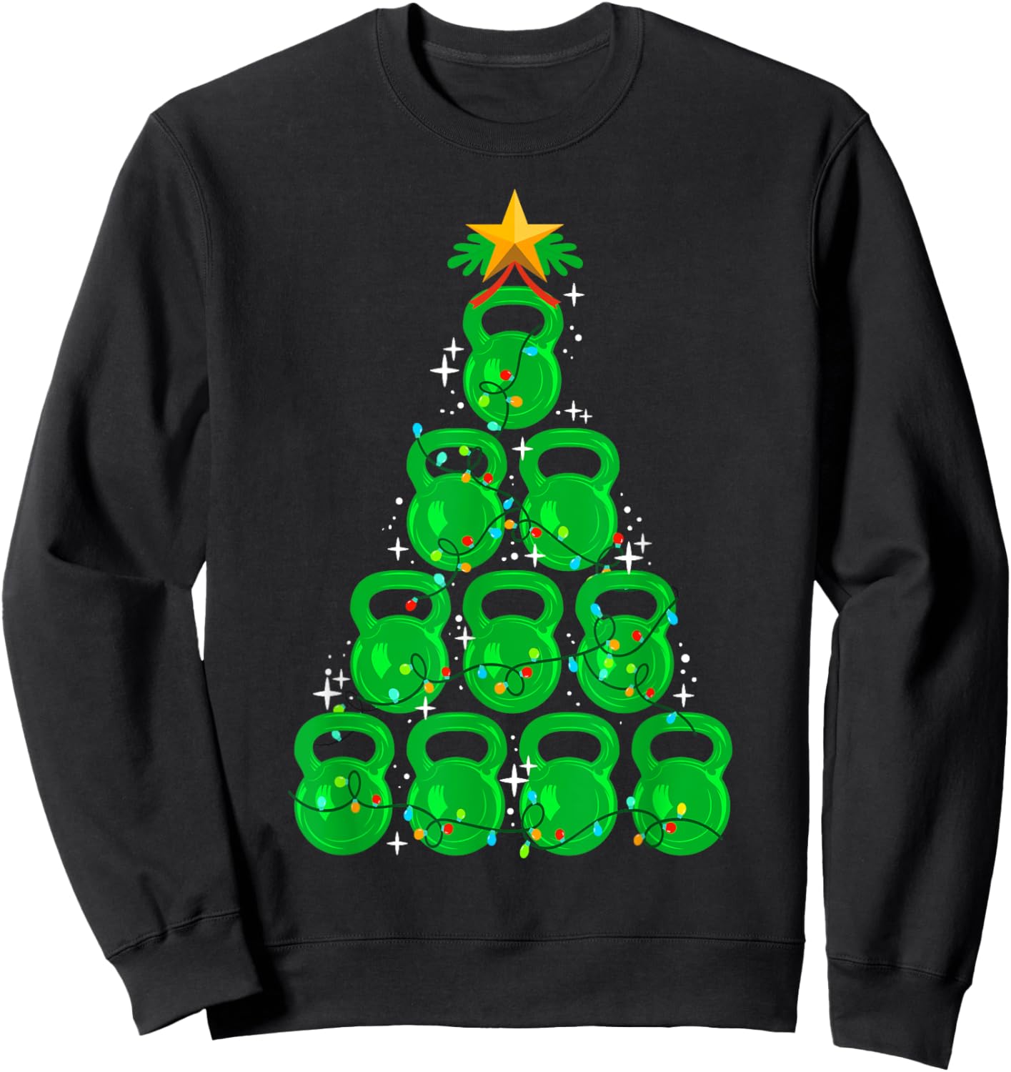 Christmas Tree Kettlebell Xmas Gym Workout Fitness Exercise Sweatshirt - Sweatshirt | Black