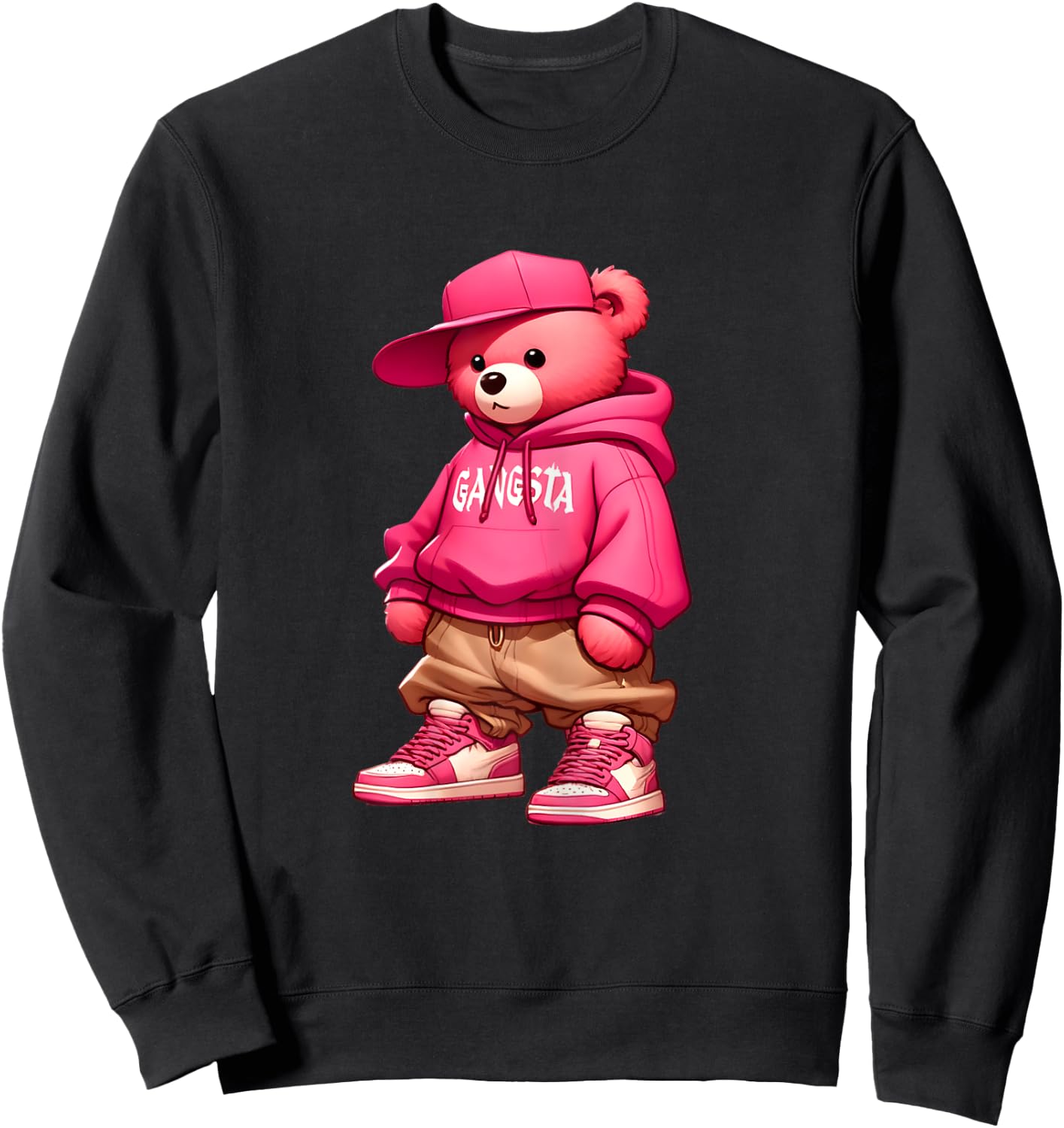 Hip Hop Teddy Bear Women's Girl's Sweatshirt - Sweatshirt | Black