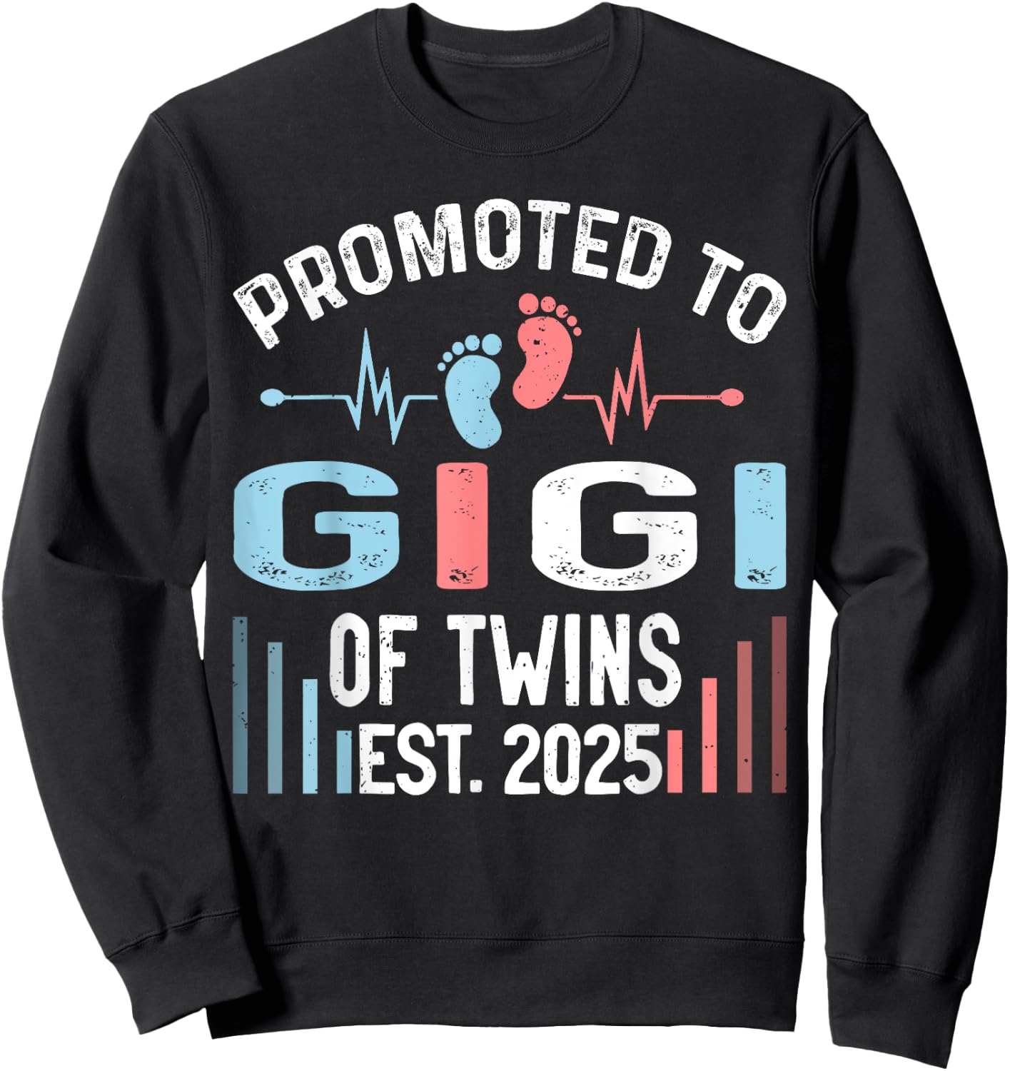 Promoted To Gigi Of Twins Est 2025 Twin Baby Shower Sweatshirt - Sweatshirt | Black
