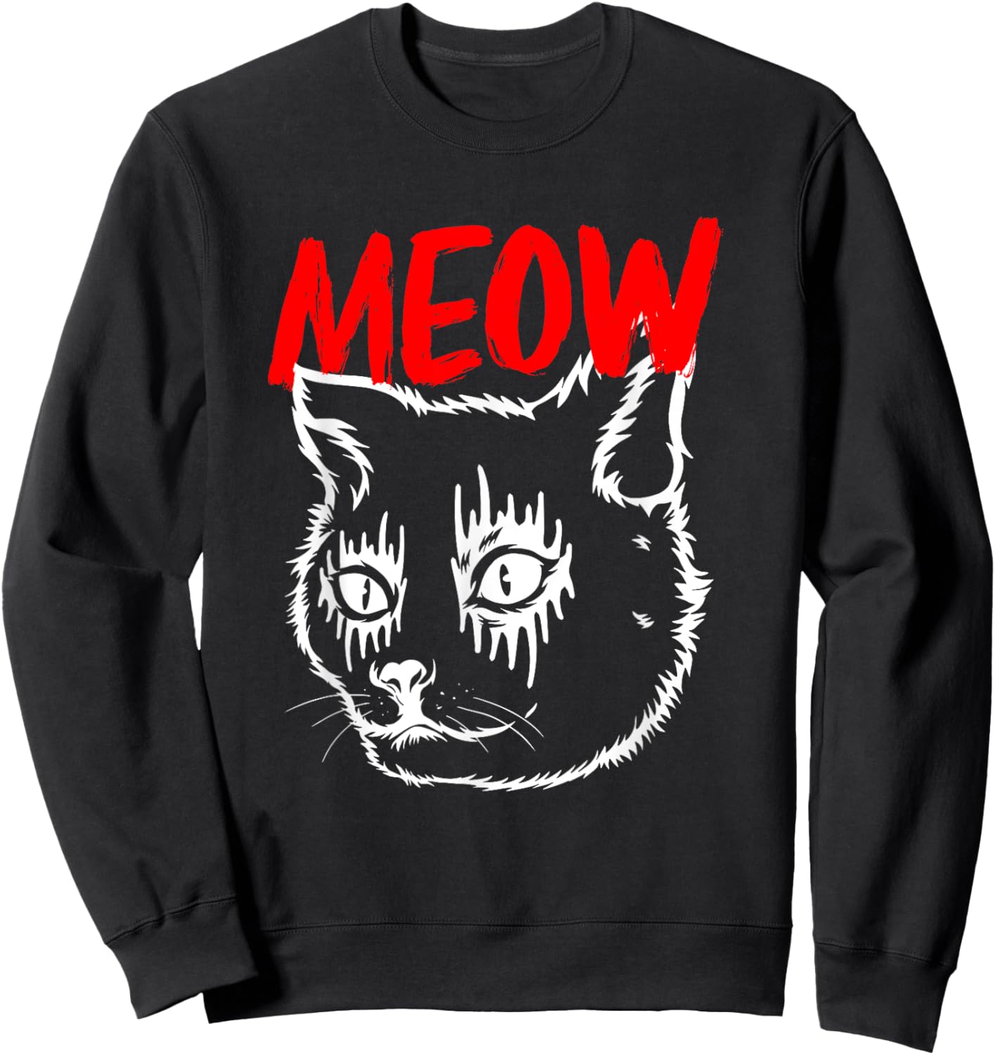 Heavy Metal Satanic Antichrist Meow Death Metal Cat Women Kids Sweatshirt - Sweatshirt | Black