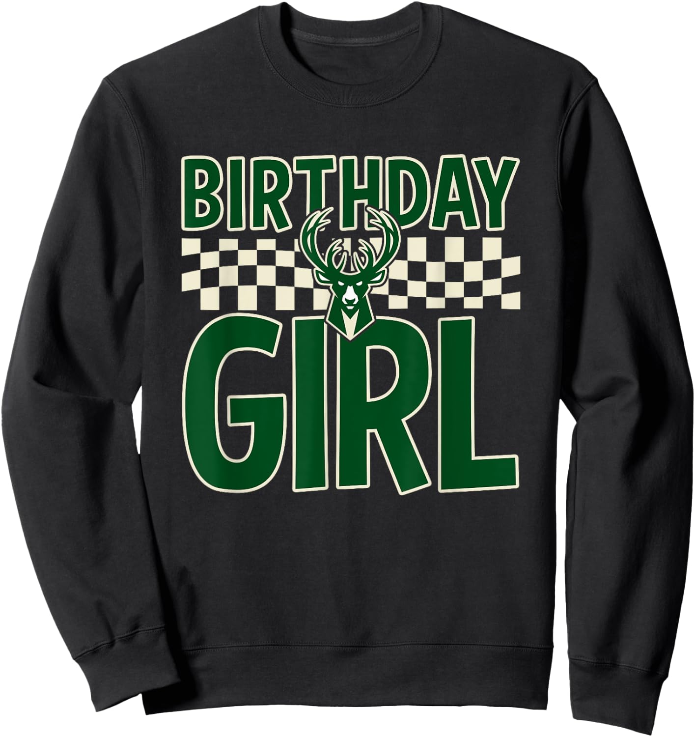 NBA Milwaukee Bucks Birthday Girl Checkered Logo Sweatshirt - Sweatshirt | Black