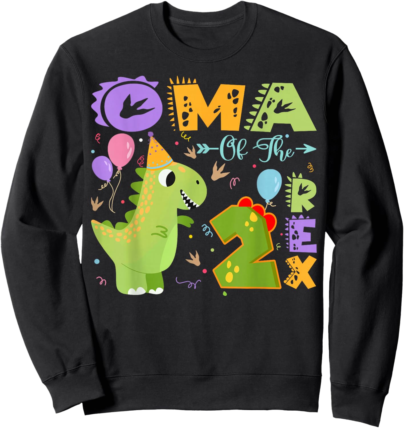 Oma Of The Two Rex 2Nd Birthday Dinosaur Party Sweatshirt - Sweatshirt | Black