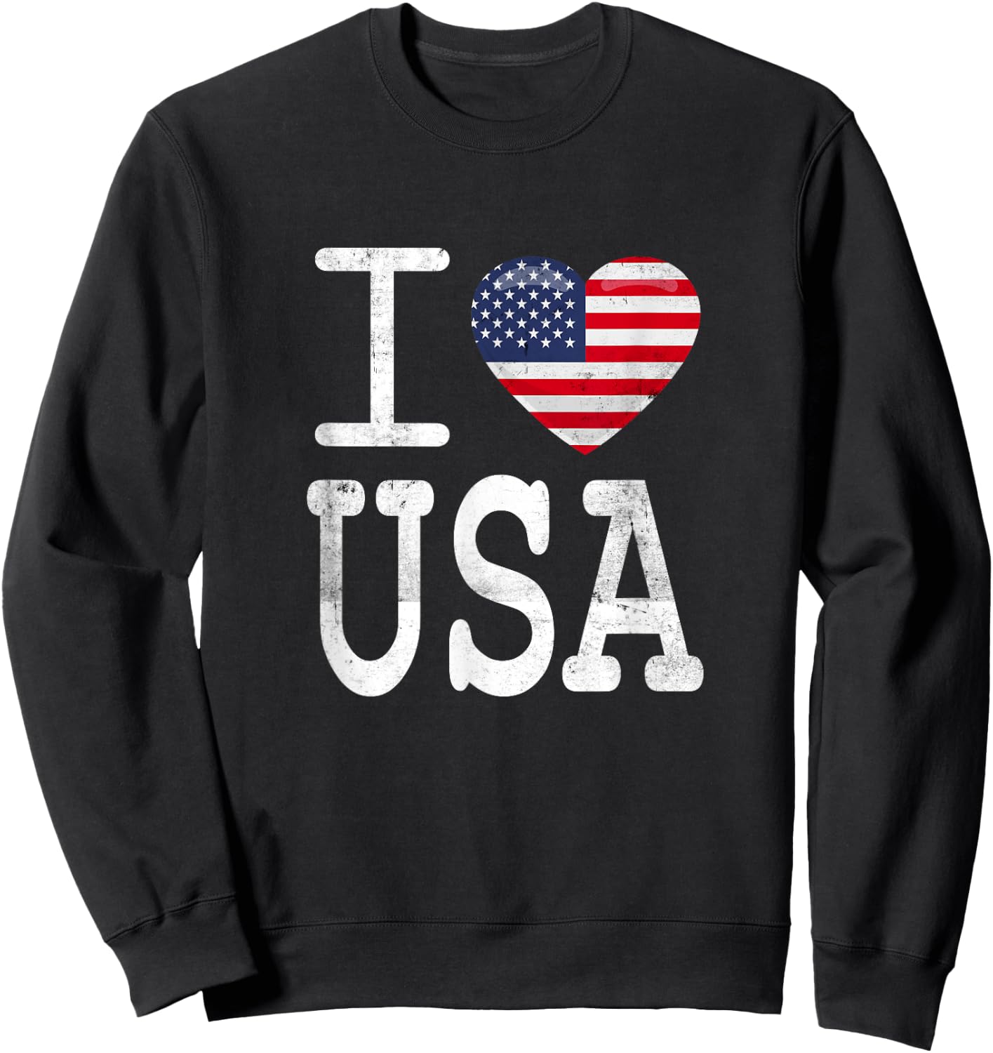 I Love USA America Heart Sweatshirt - Sweatshirt | Black