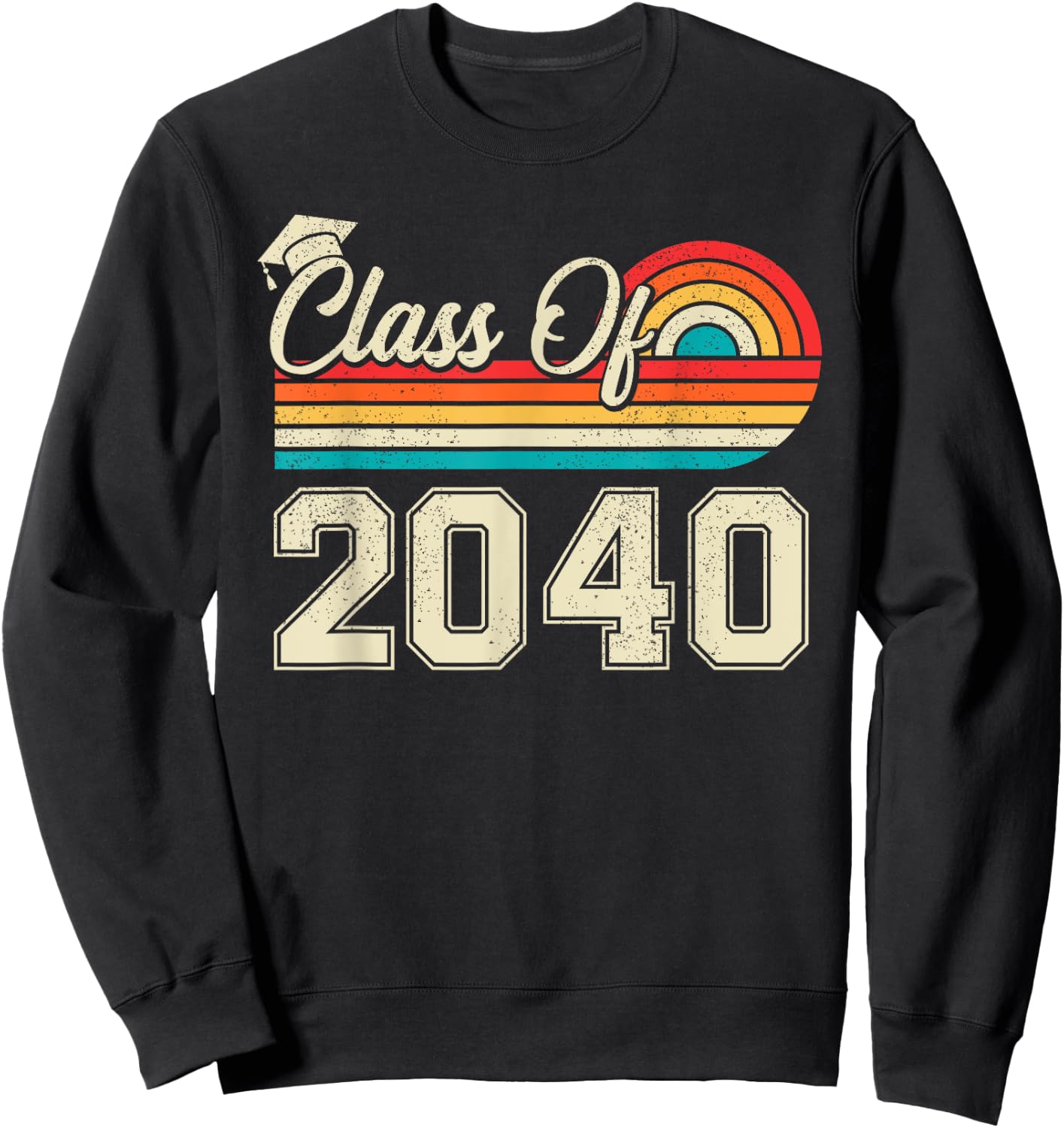 Retro Class Of 2040 Grow With Me Pre k Graduation Boys Girls Sweatshirt - Sweatshirt | Black