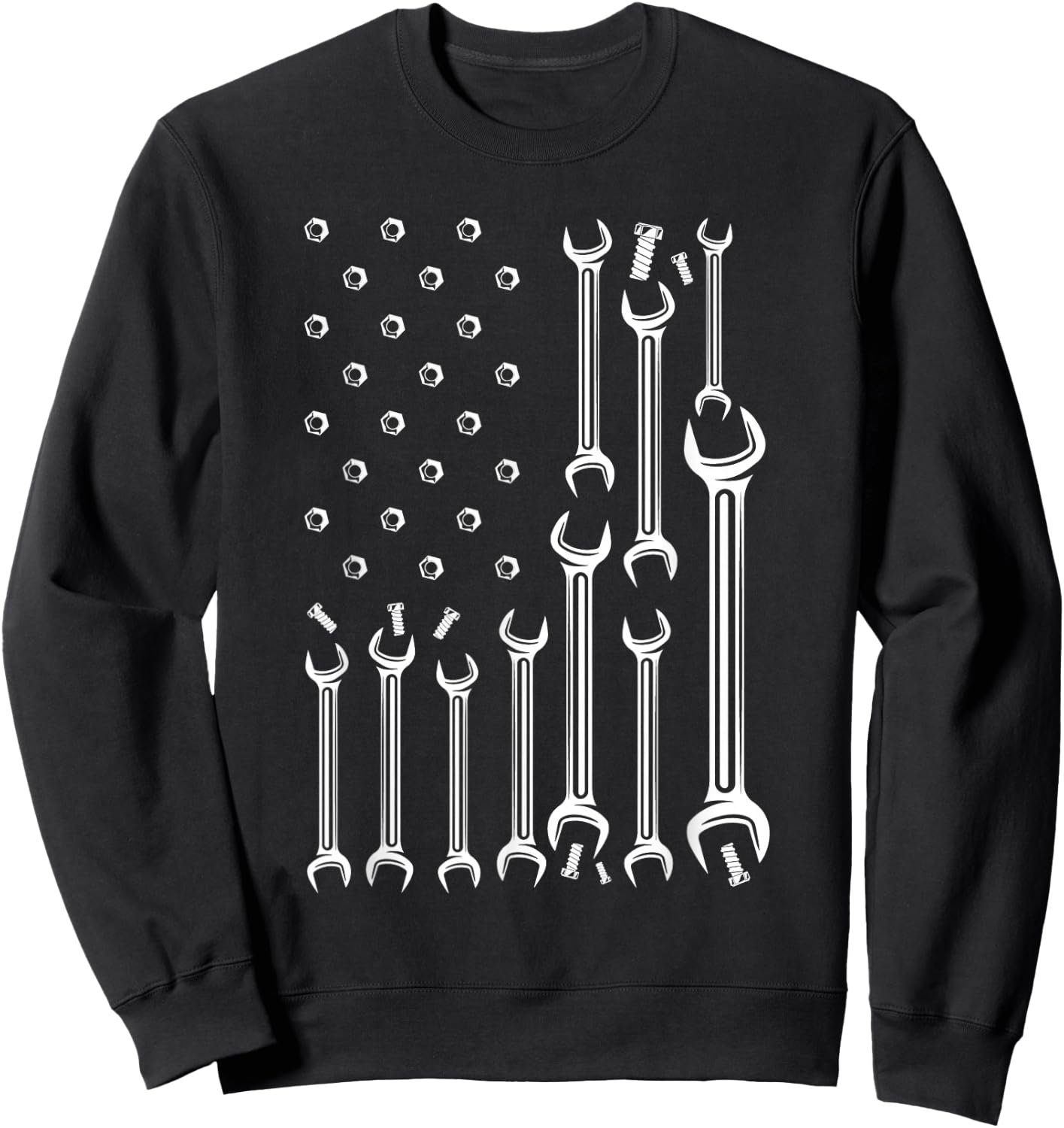 American Flag USA Mechanic Wrenches Tools Gift Sweatshirt - Sweatshirt | Black