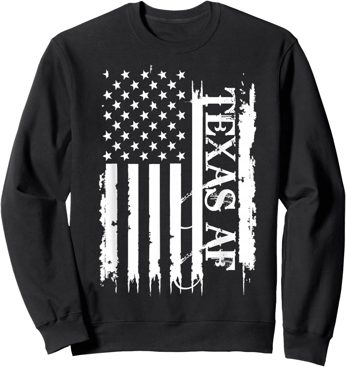 Texas AF United States Distressed w US Flag Sweatshirt - Sweatshirt | Black