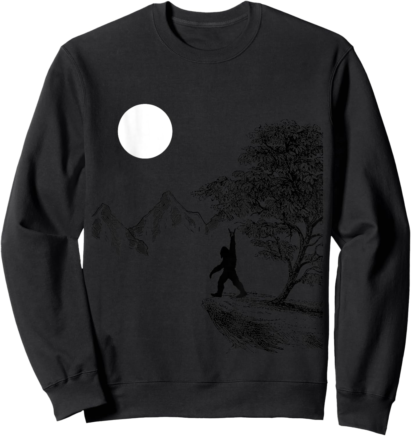 Rock On Bigfoot Hiding in Forest for Sasquatch Hunters Sweatshirt - Sweatshirt | Black