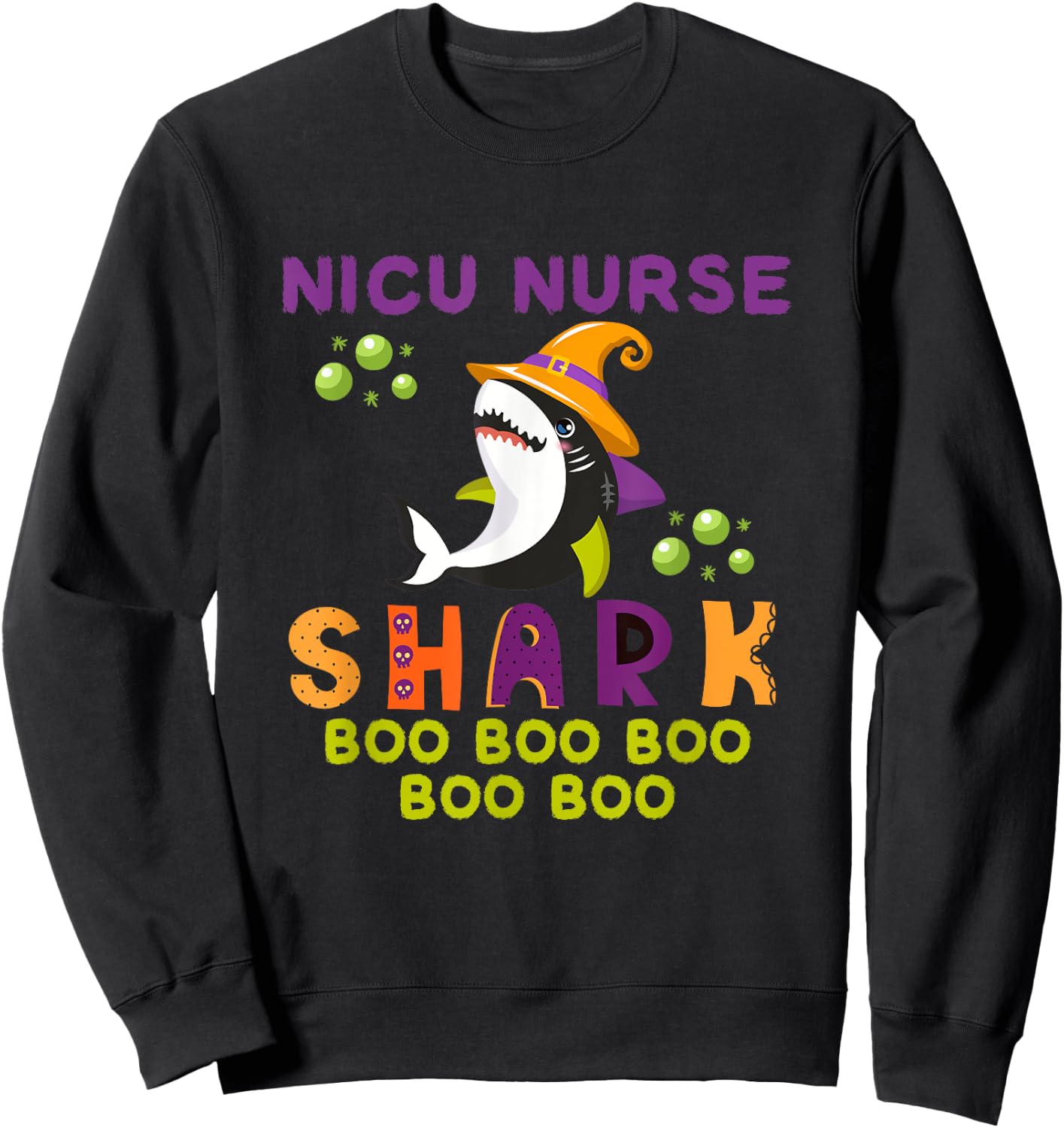 Nicu Nurse Shark Funny Halloween Outfit Costume Sweatshirt - Sweatshirt | Black
