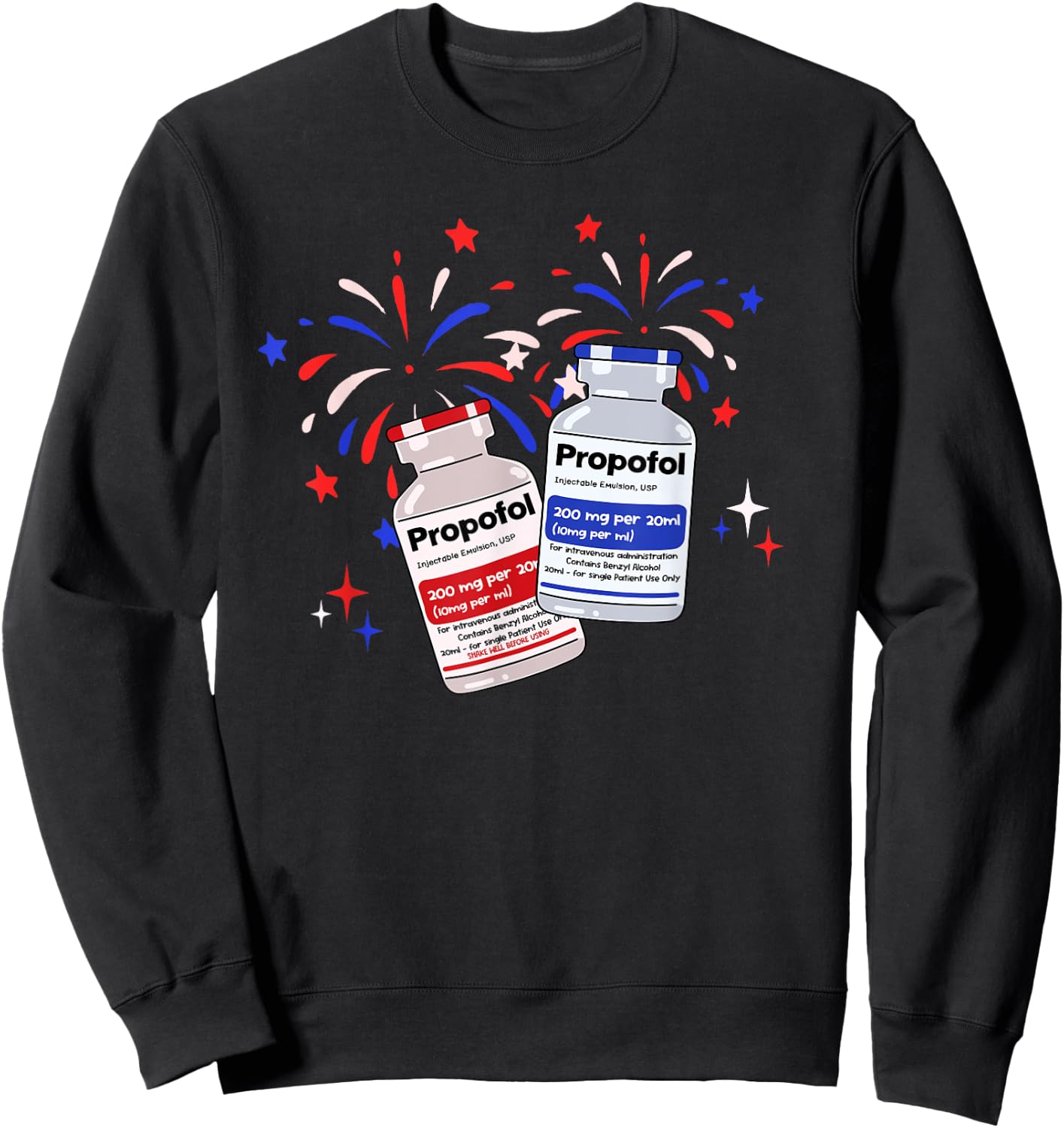 ICU Nurse 4th Of July New Year ER Nurse Gifts Poppin Bottles Sweatshirt - Sweatshirt | Black