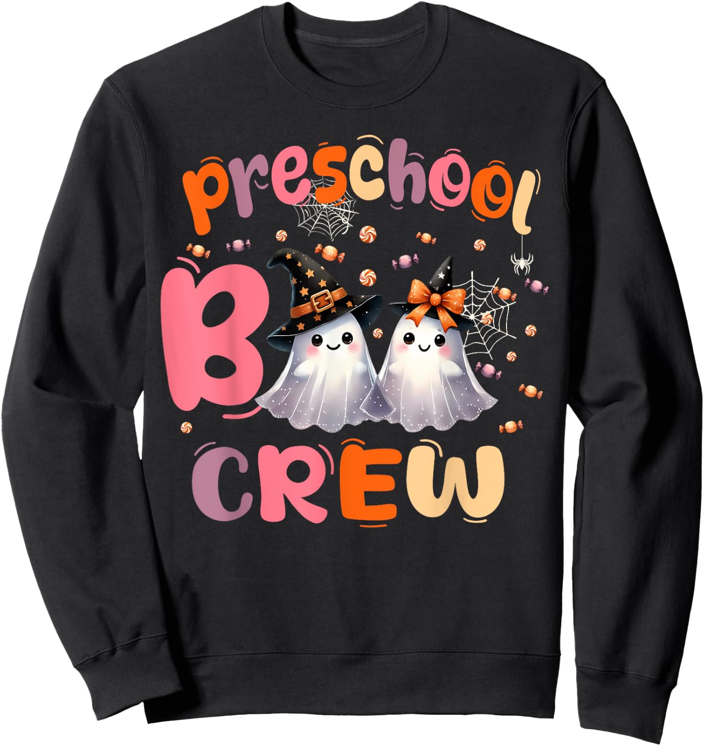 Retro Preschool boo crew Halloween Costume Preschool kids Sweatshirt - Sweatshirt | Black