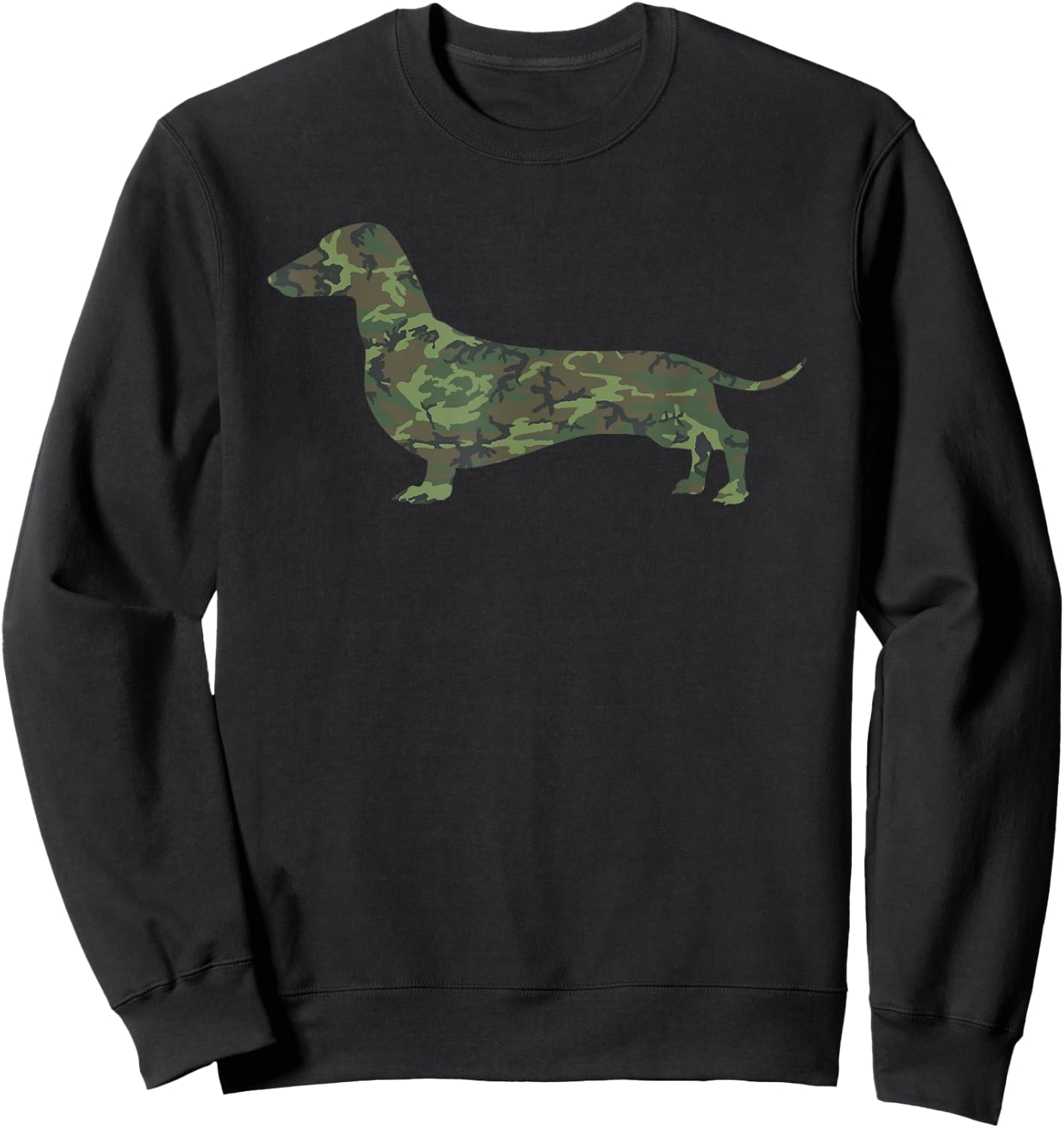 Military Dachshund Camo Print US Sausage Veteran Men Gift Sweatshirt - Sweatshirt | Black