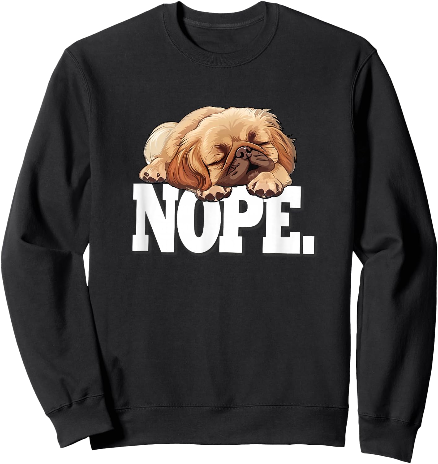 Kids Cute Cartoon Napping NOPE Pekingese Lover Sweatshirt - Sweatshirt | Black