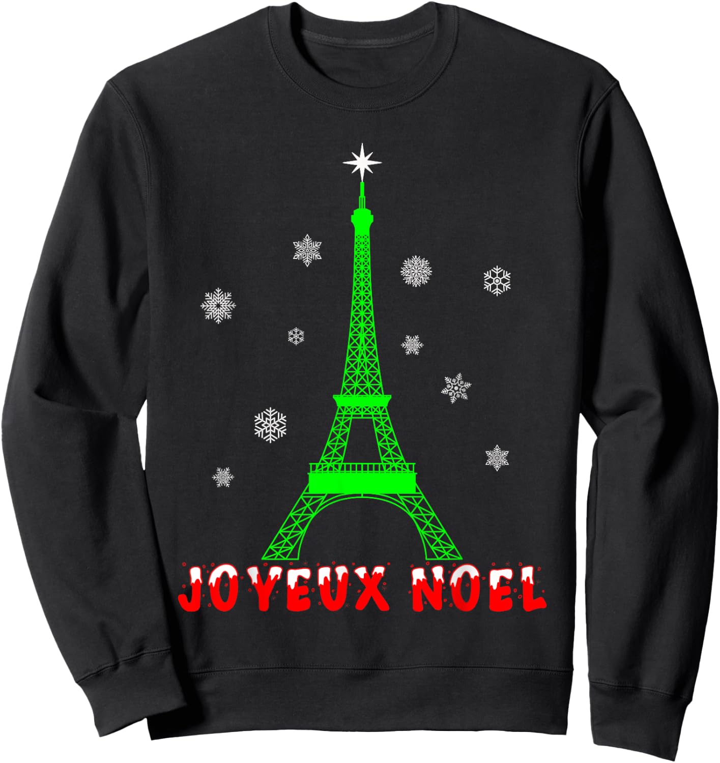 Joyeux Noel French Paris Eiffel Tower Merry Christmas Xmas Sweatshirt - Sweatshirt | Black