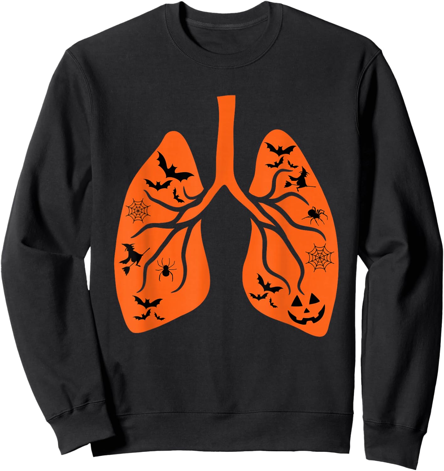 Vintage Respiratory Therapist RT Lung Pumpkin Bats Halloween Sweatshirt - Sweatshirt | Black