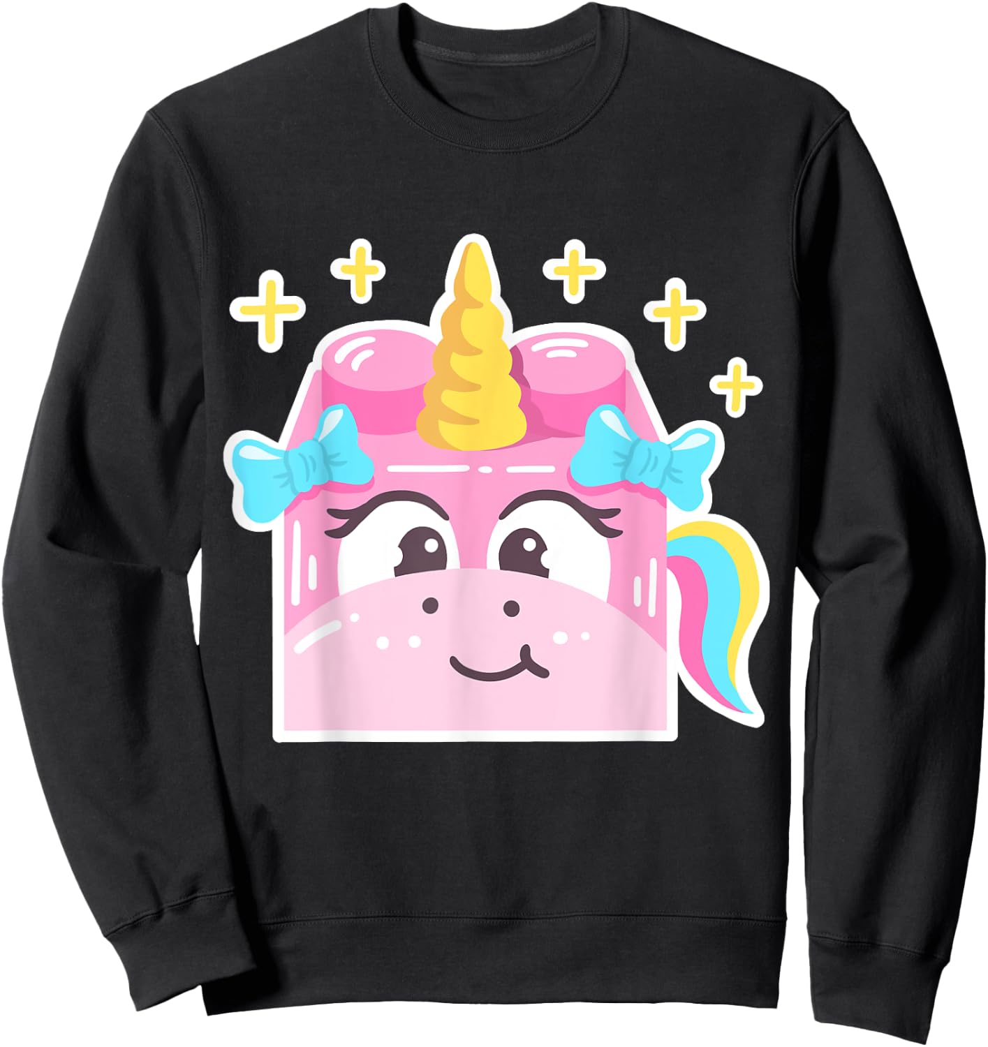 Cute Unicorn Lover Building Blocks Master Builder Girls Kids Sweatshirt - Sweatshirt | Black