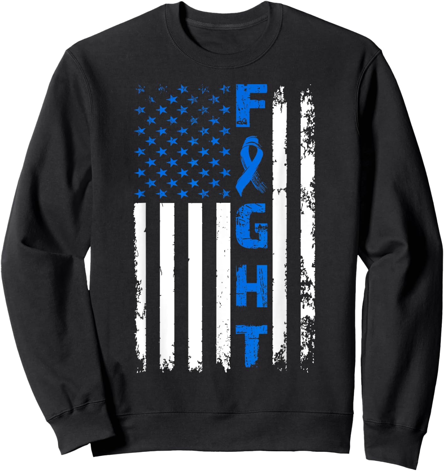 Fight Colon Cancer American Flag Awareness Survivor Sweatshirt - Sweatshirt | Black