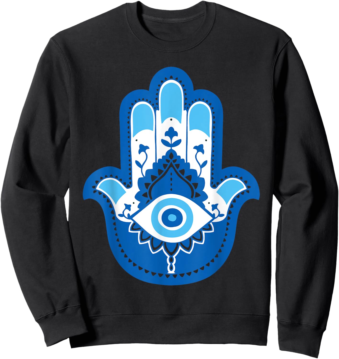 Hamsa Fatima Hand Yoga Graphic Sweatshirt - Sweatshirt | Black