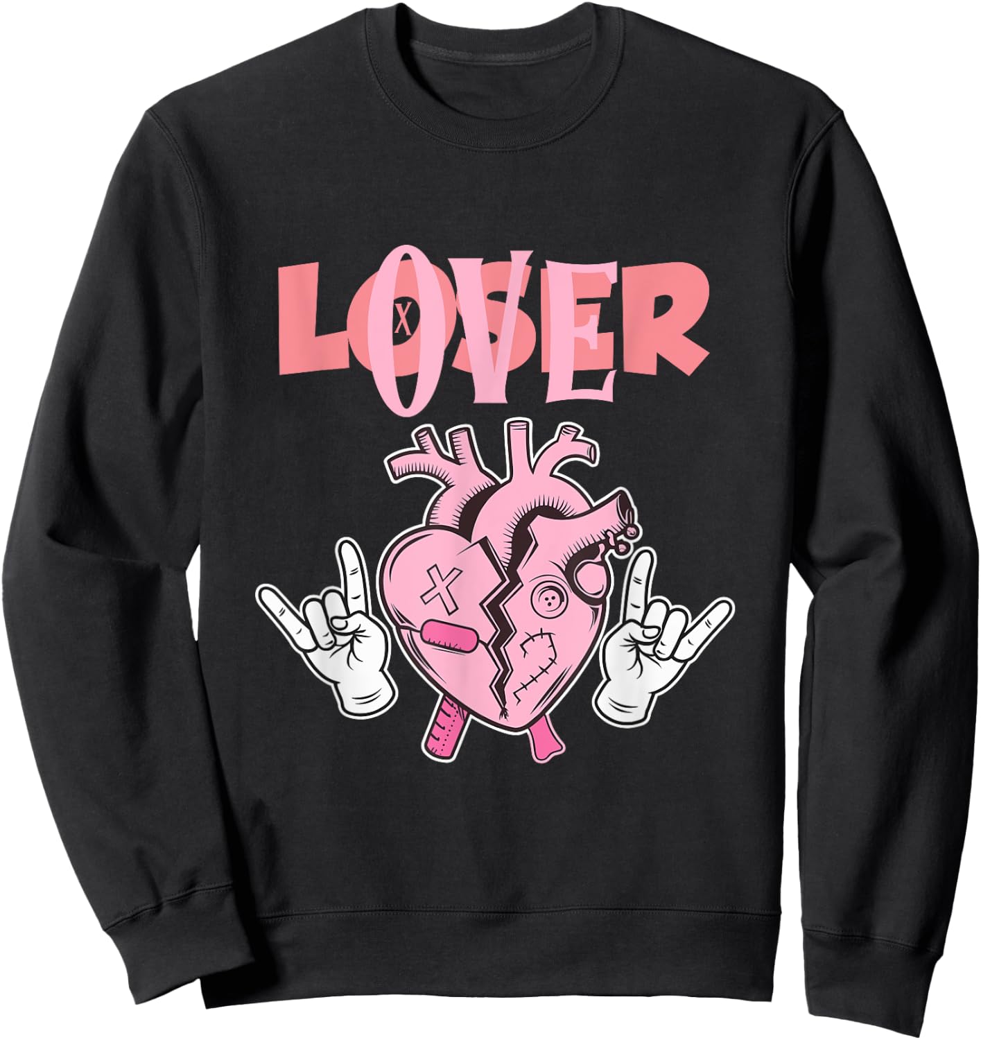 Pink Drip Heart Loser Lover Sweatshirt - Sweatshirt | Black