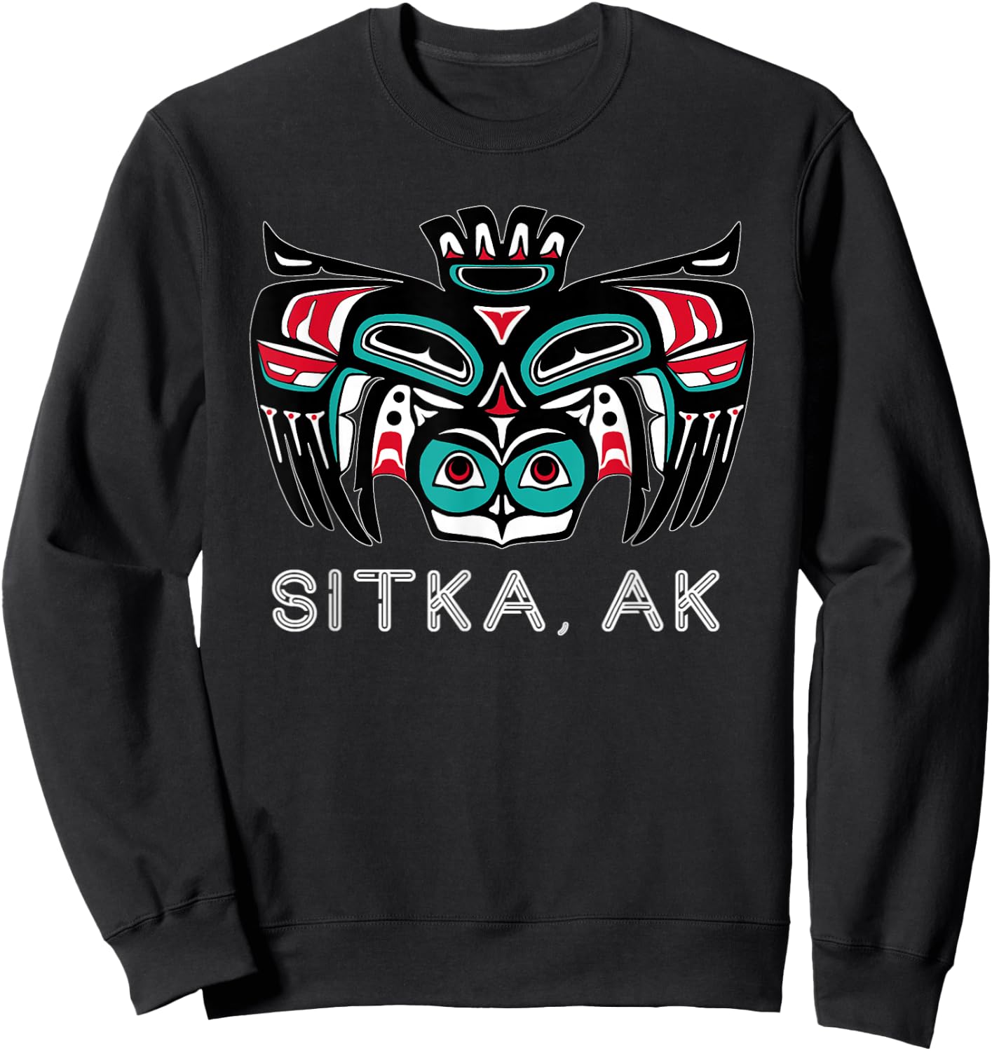 Sitka Alaska Native American Art Style Tlingit Owl Spirit Sweatshirt - Sweatshirt | Black