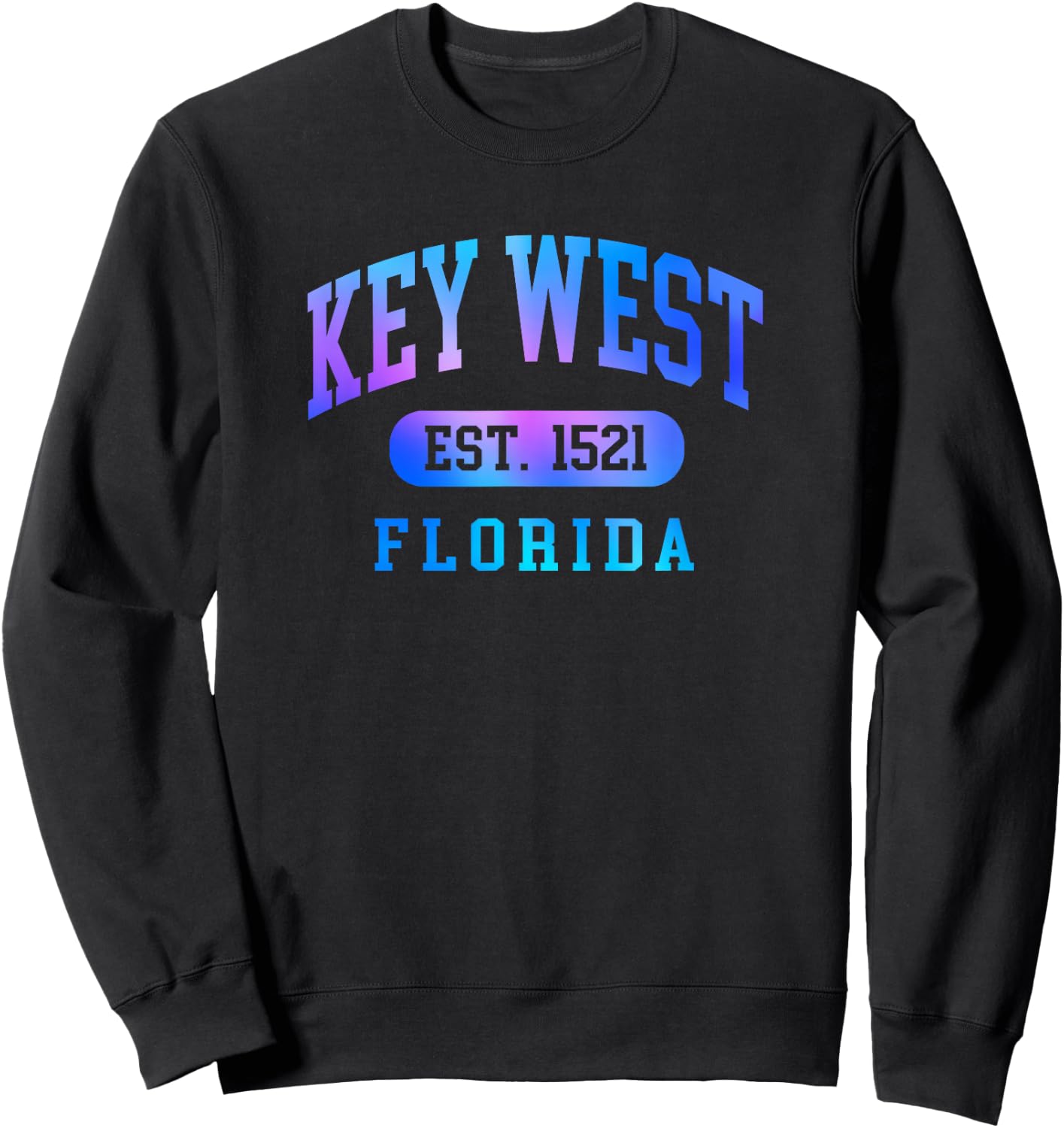 Key West Florida Colorful Arched Text Vacation Souvenir Sweatshirt - Sweatshirt | Black