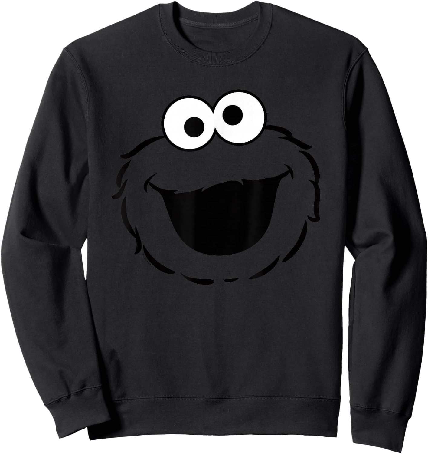 Sesame Street Cookie Monster Full Face Halloween Costume Sweatshirt - Sweatshirt | Black