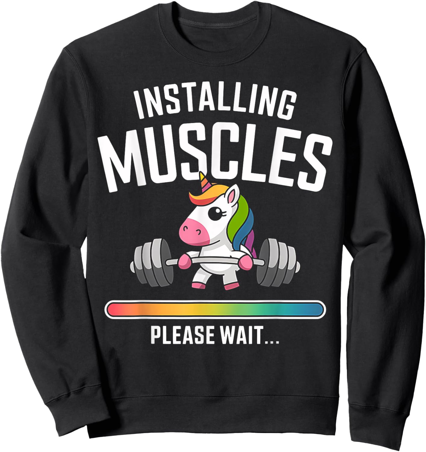 Unicorn Gym Workout Installing Muscles Fitness Girl Unicorn Sweatshirt - Sweatshirt | Black