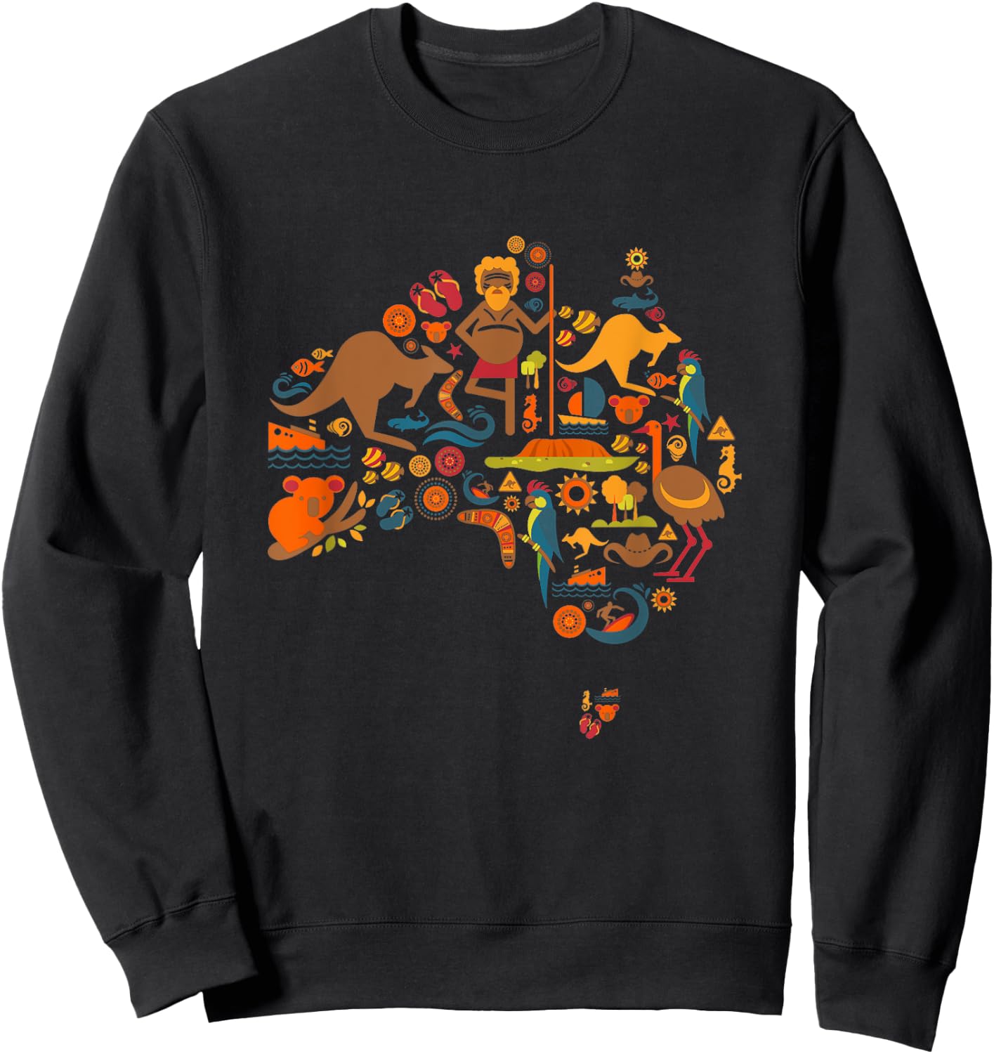 Australia Australian Elements Fun Map Sweatshirt - Sweatshirt | Black