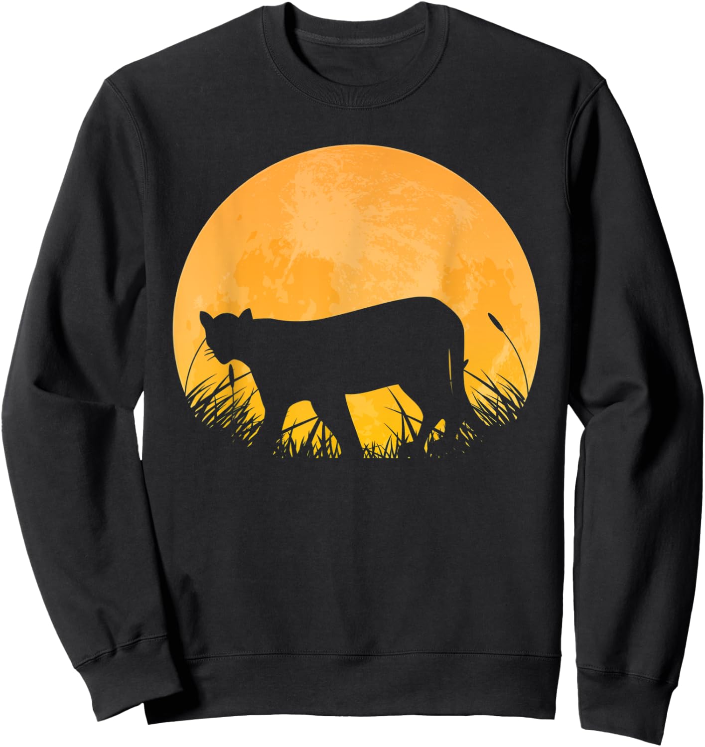 Cougar Easy Halloween Outfit Puma Animal Moon Costume Gift Sweatshirt - Sweatshirt | Black
