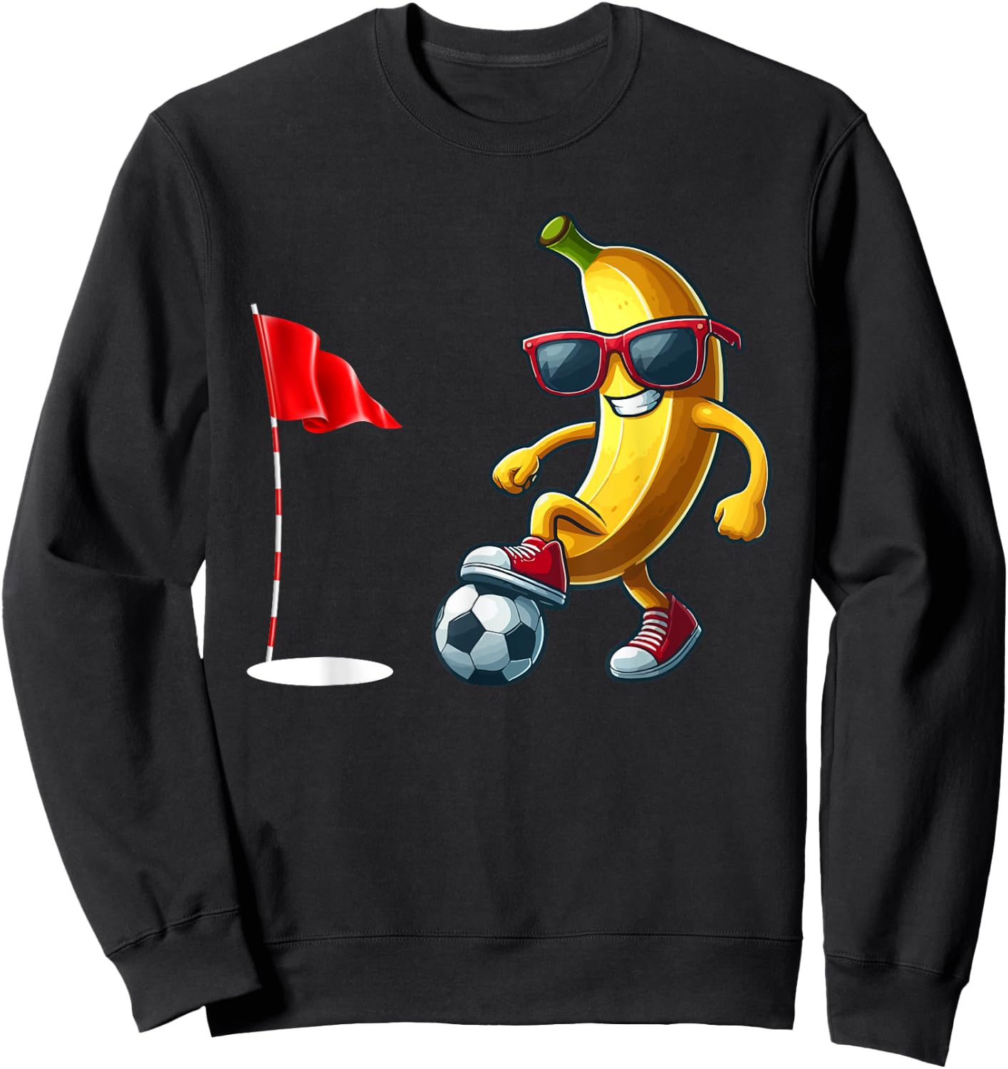 Banana Sunglasses Playing Footgolf Funny Fruit Sport Player Sweatshirt - Sweatshirt | Black