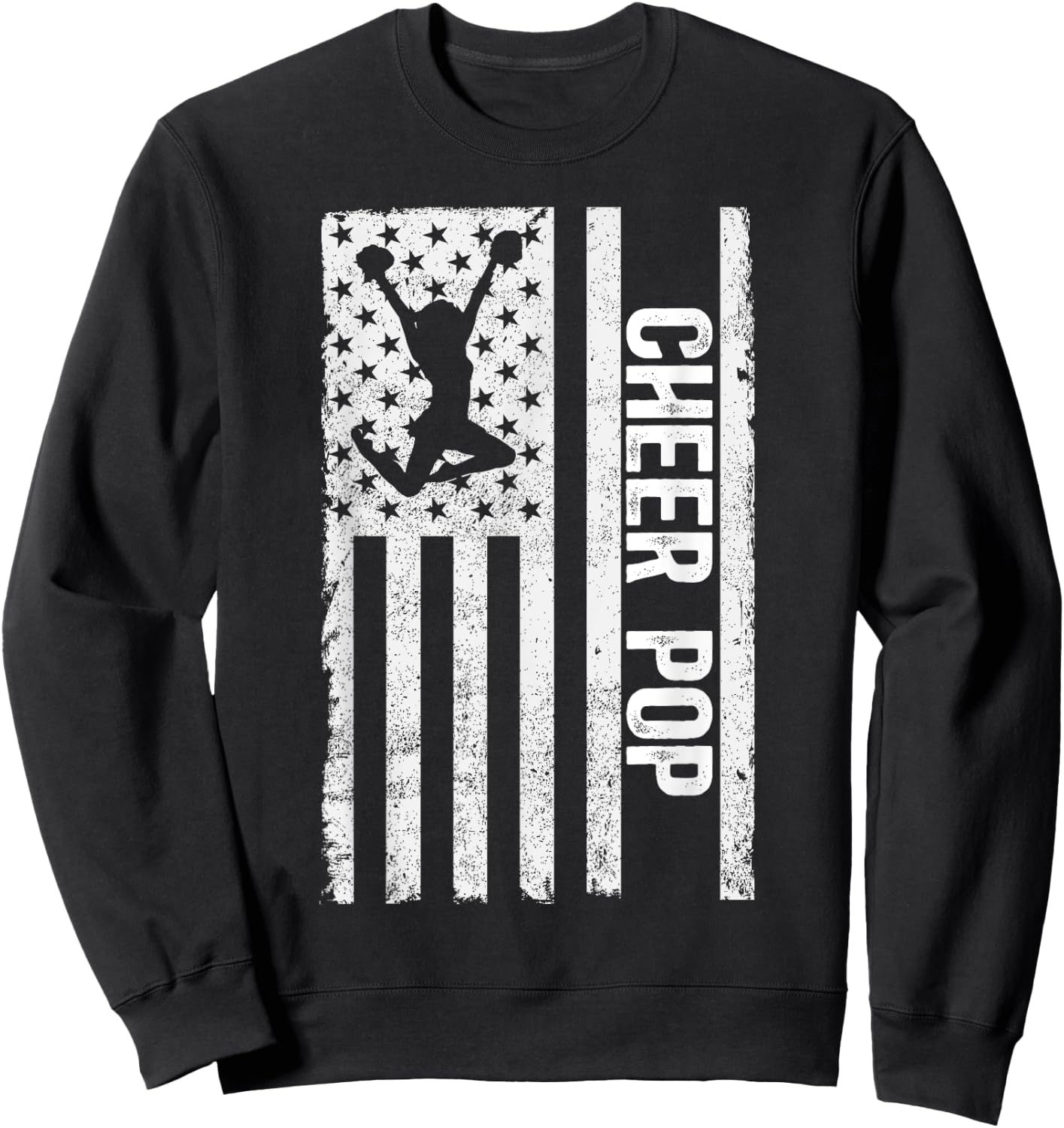 Cheer Pop Of A Cheerleader Pop US Flag Cheerleading Pop Sweatshirt - Sweatshirt | Black