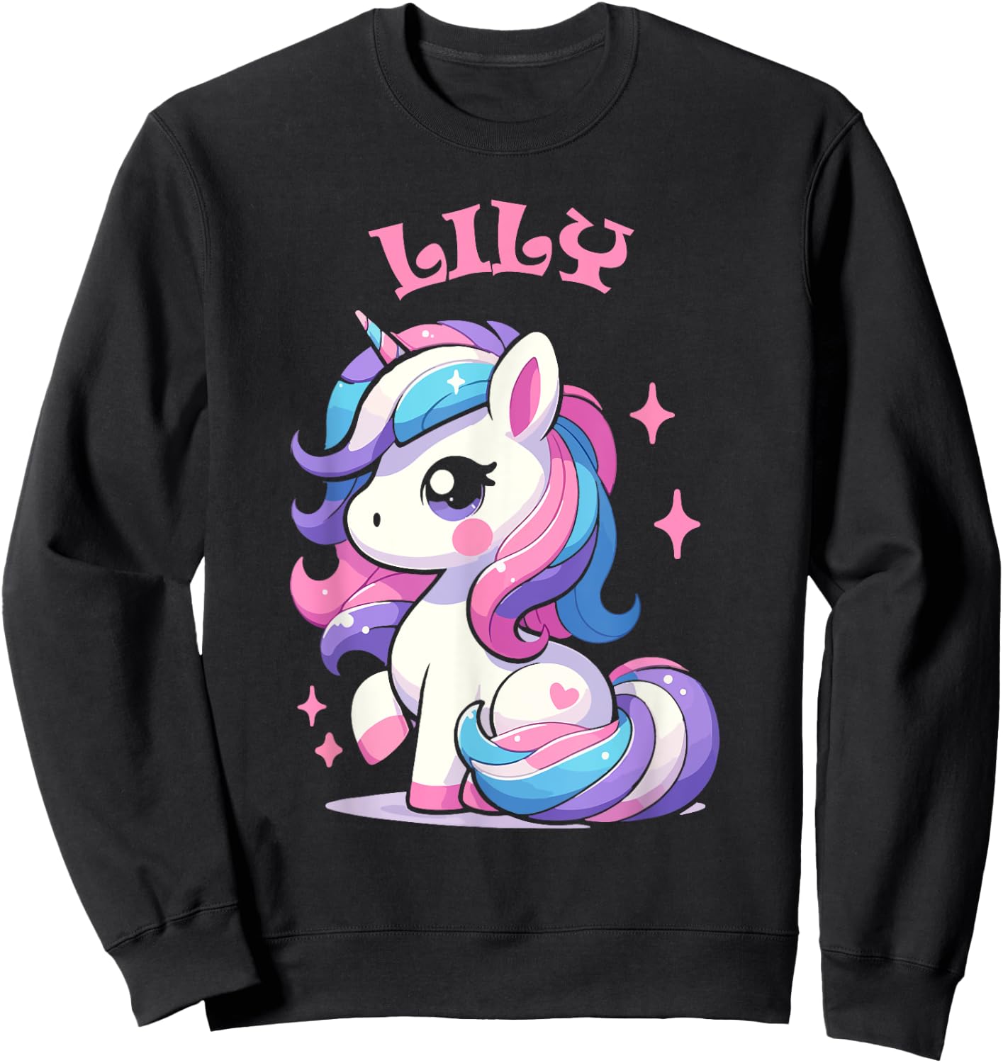 Lily Cute Unicorn Design for Girls Name Lily Sweatshirt - Sweatshirt | Black