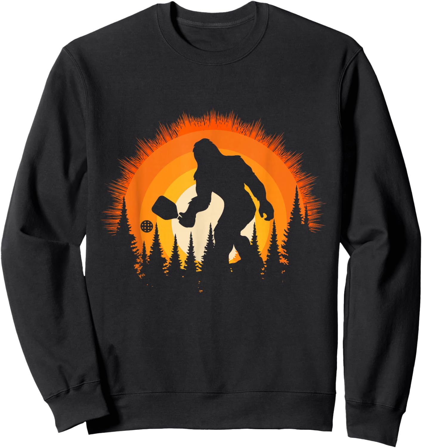 Vintage Bigfoot Pickleball Funny Sasquatch Dink Pickleball Sweatshirt - Sweatshirt | Black