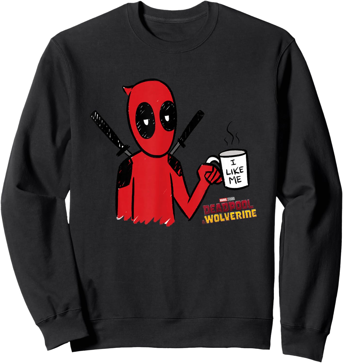 Marvel Deadpool & Wolverine I Like Me Coffee Mug Sketch Sweatshirt - Sweatshirt | Black
