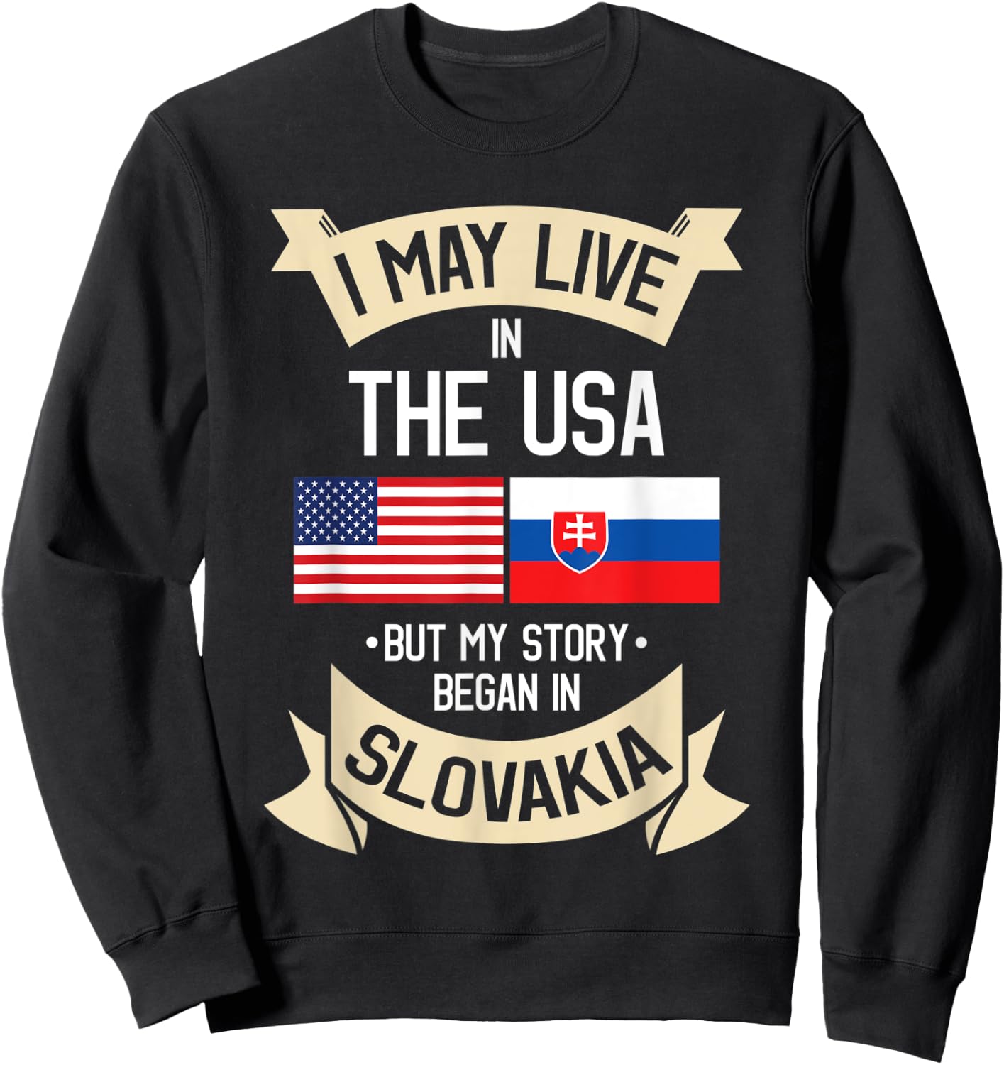 Slovakia American Flag USA Slovak Roots Gifts Kids Men Sweatshirt - Sweatshirt | Black