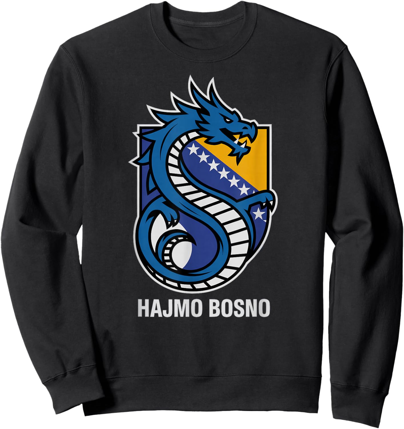 National Bosnia Herzegovina HAJMO BOSNO Country Pride Cheer Sweatshirt - Sweatshirt | Black