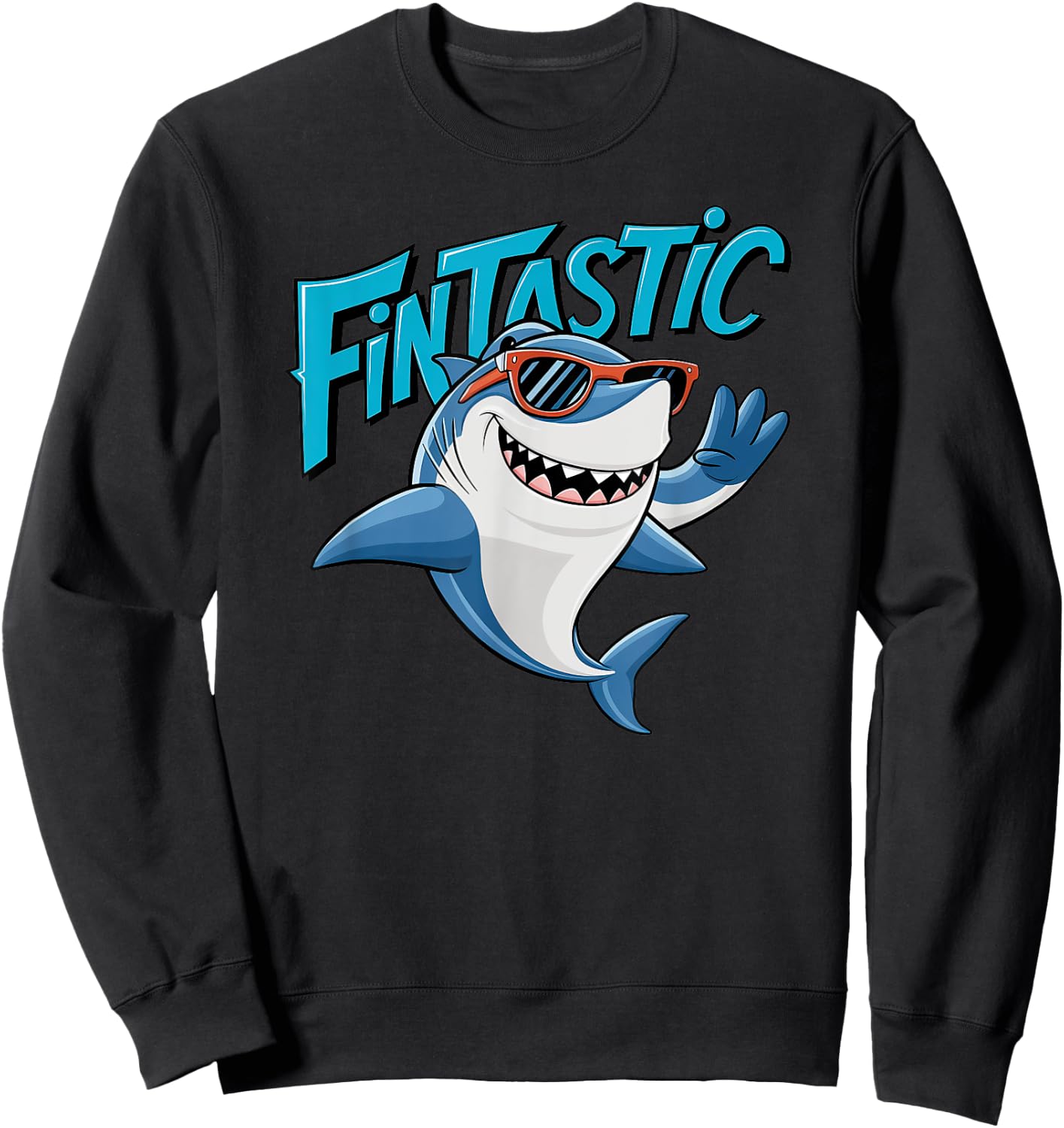 Shark Beach Fintastic Boys And Girls Ocean Fun Graphic Sweatshirt - Sweatshirt | Black