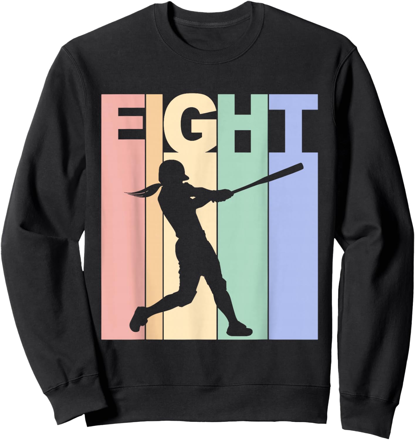 Vintage 8th Birthday Softball Girls 8 Year Old Birthday Sweatshirt - Sweatshirt | Black