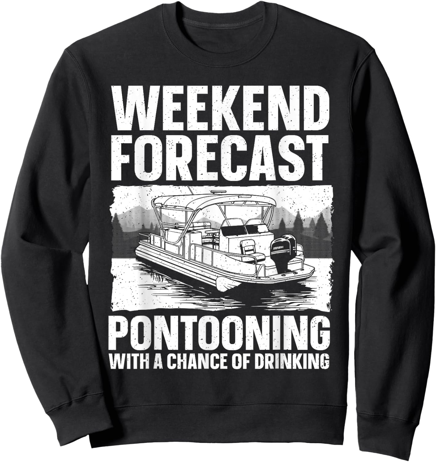 Funny Pontoon Boat Art Women Lake Boating Captain Sweatshirt - Sweatshirt | Black