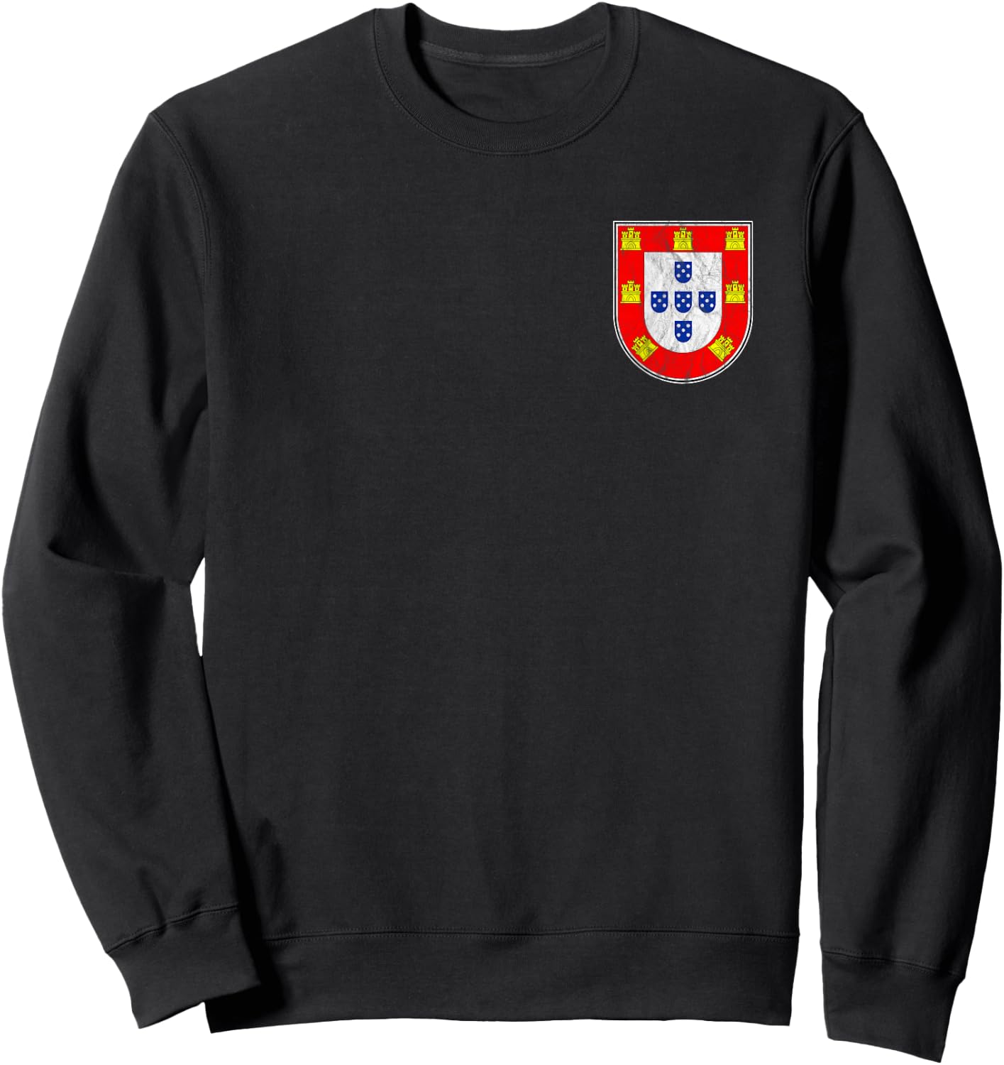 Portugal Quinas - Portuguese Flag Distressed Front & Back Sweatshirt - Sweatshirt | Black