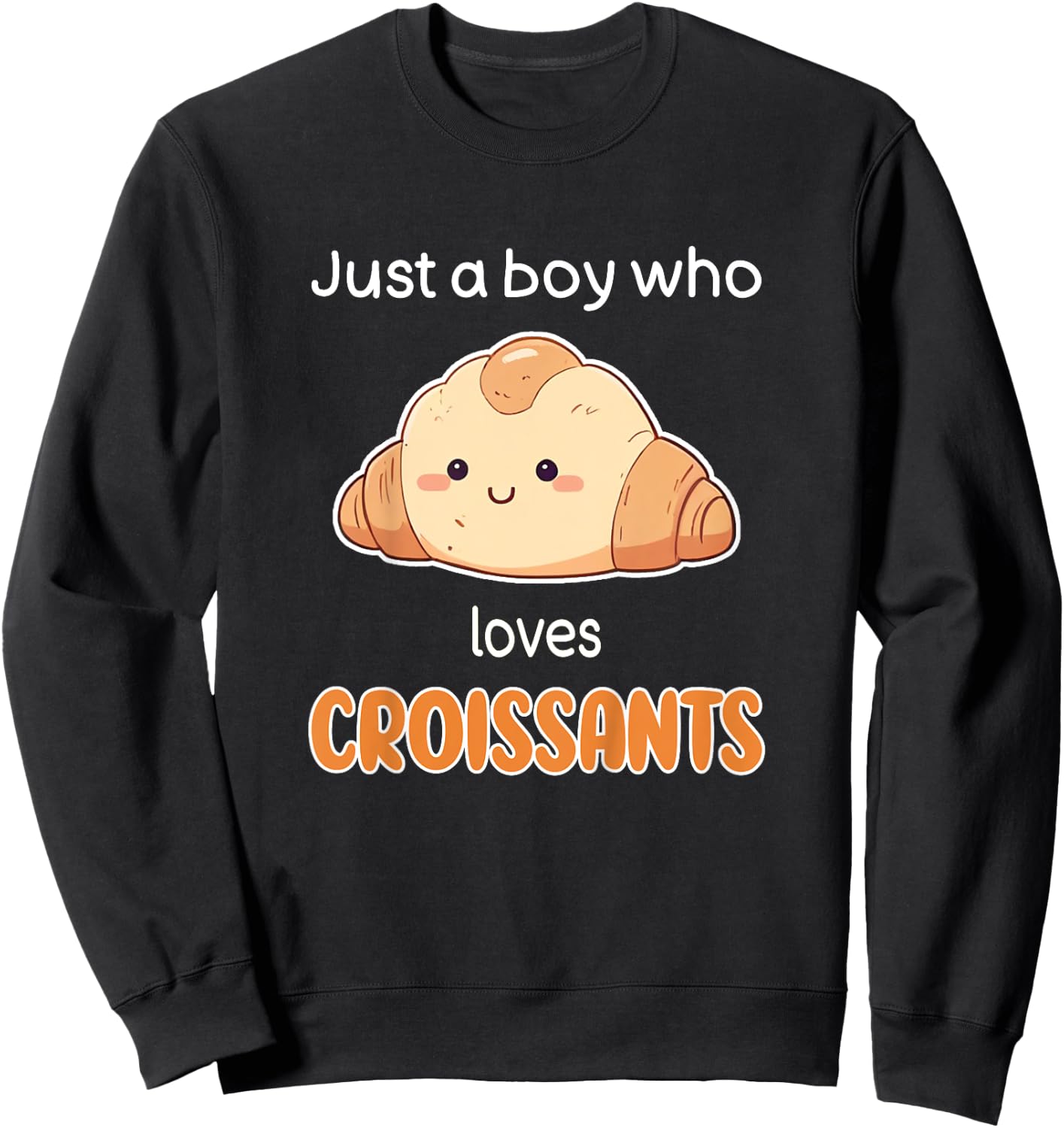Kids Croissant Shirt Boys I Love Croissants Kids Croissant Lover Sweatshirt - Sweatshirt | Black