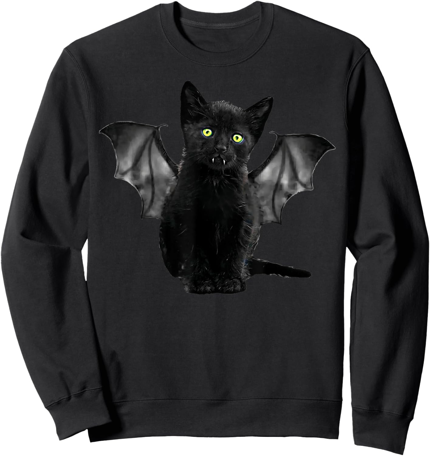 Halloween Batcat Black Cat Kitten Bat Funny Design Sweatshirt - Sweatshirt | Black