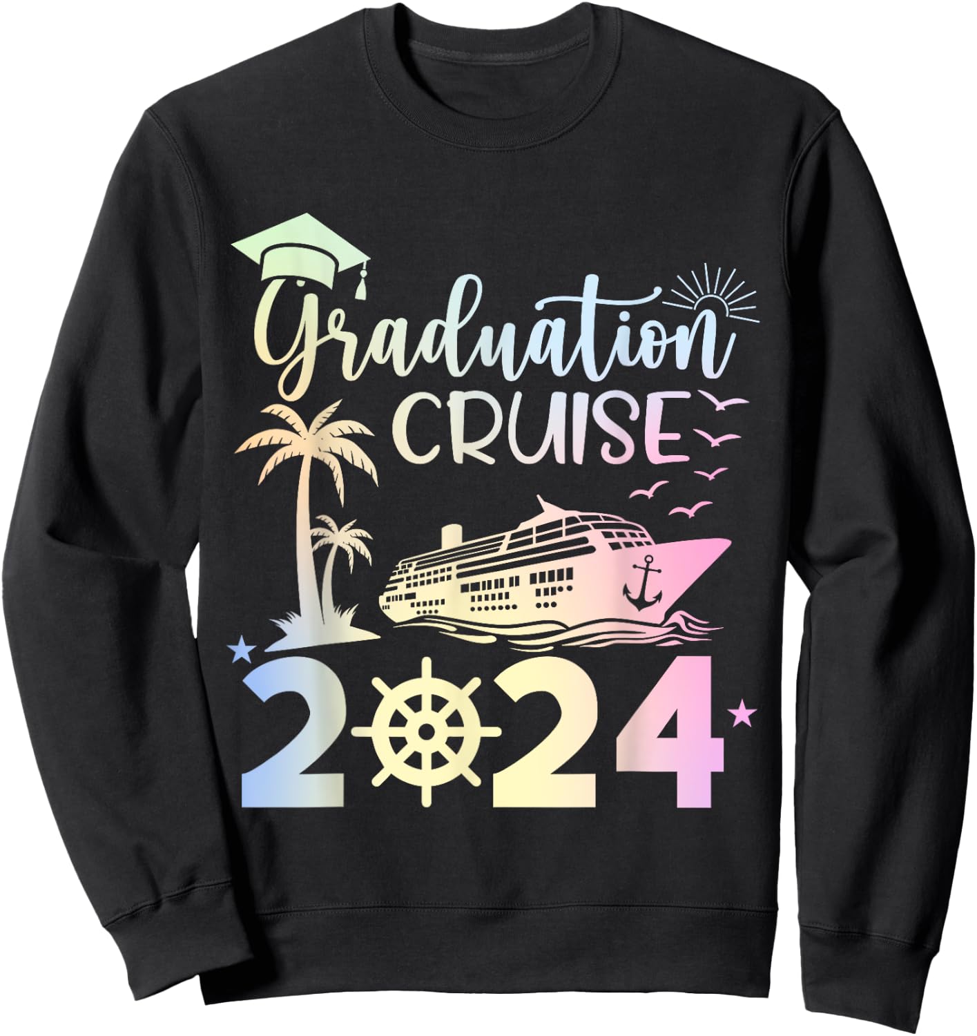 Graduation Cruise 2024 Summer Senior Grad Cruise 2024 Trip Men Women Girls Kids Sweatshirt - Sweatshirt | Black