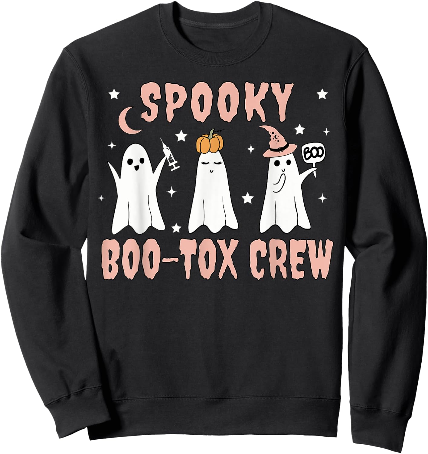 Ghost Spooky Boo-tox Crew Aesthetic Nurse Injector Halloween Sweatshirt - Sweatshirt | Black