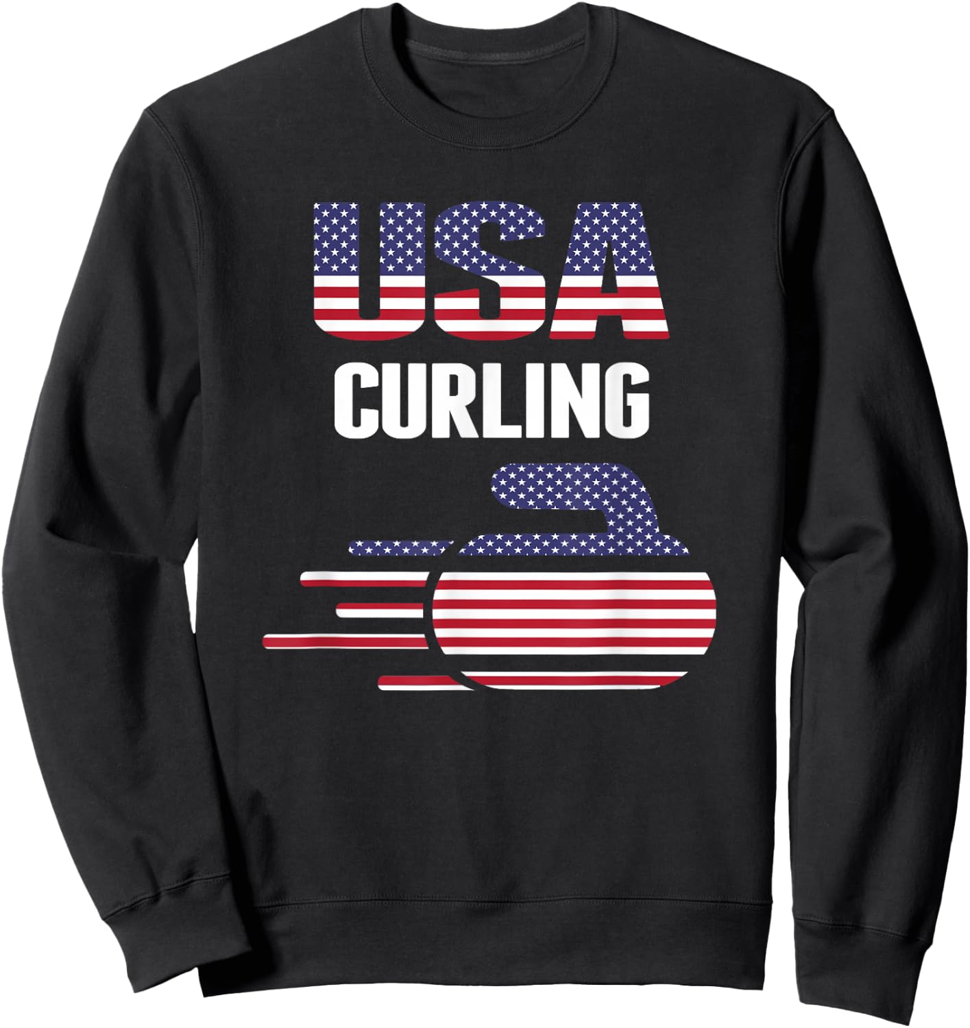 USA Team Curling Rock Jersey - Vintage Winter Sports Lovers Sweatshirt - Sweatshirt | Black