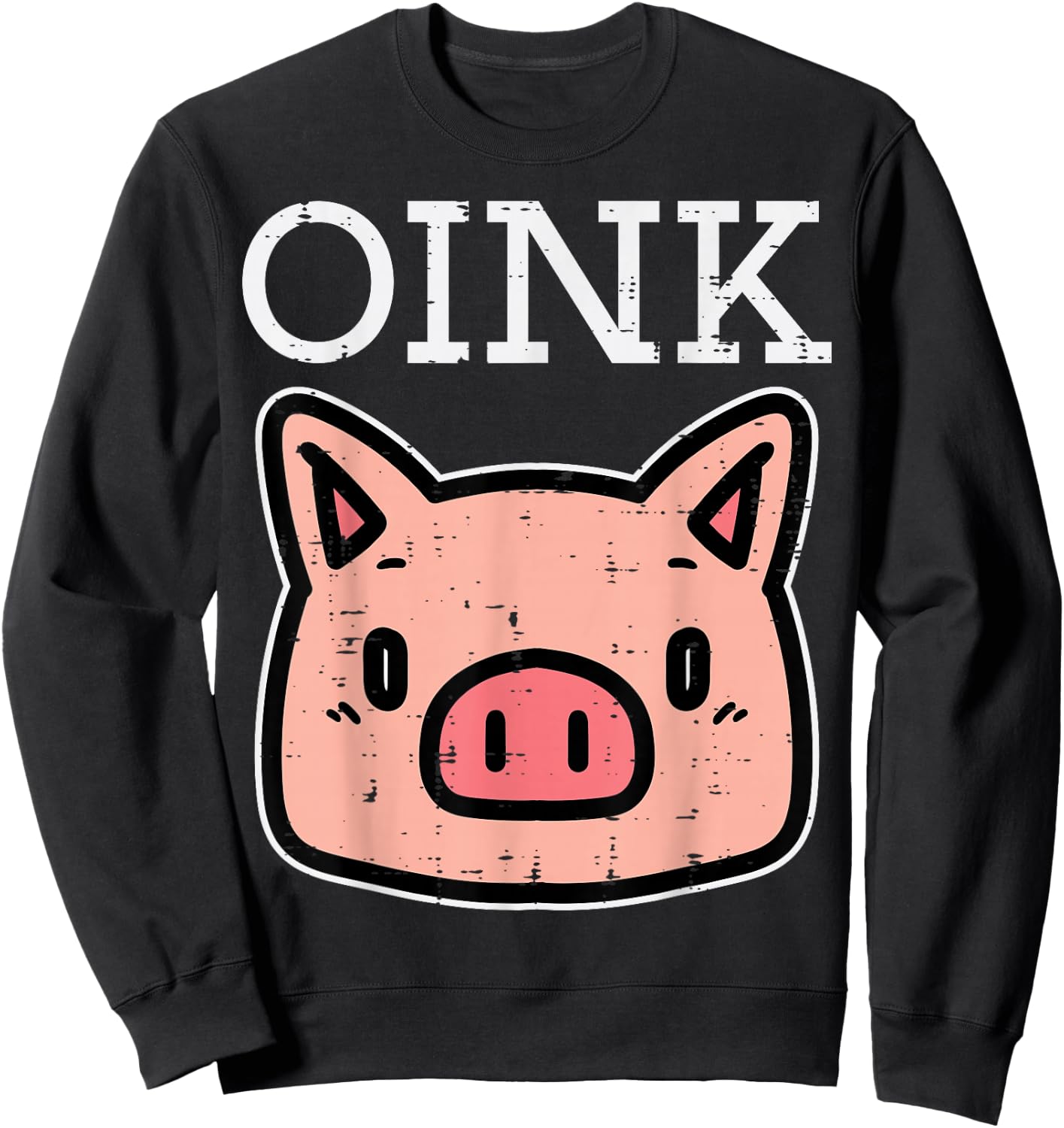 Oink Pig Face Cute Hog Head Girls Boys Kids Toddler Women Sweatshirt - Sweatshirt | Black