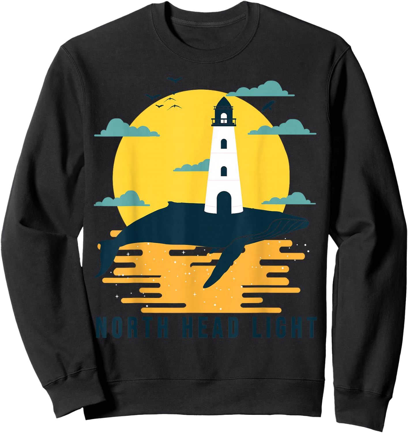 North Head Light Washington Lighthouse Cape Disappointment Sweatshirt - Sweatshirt | Black