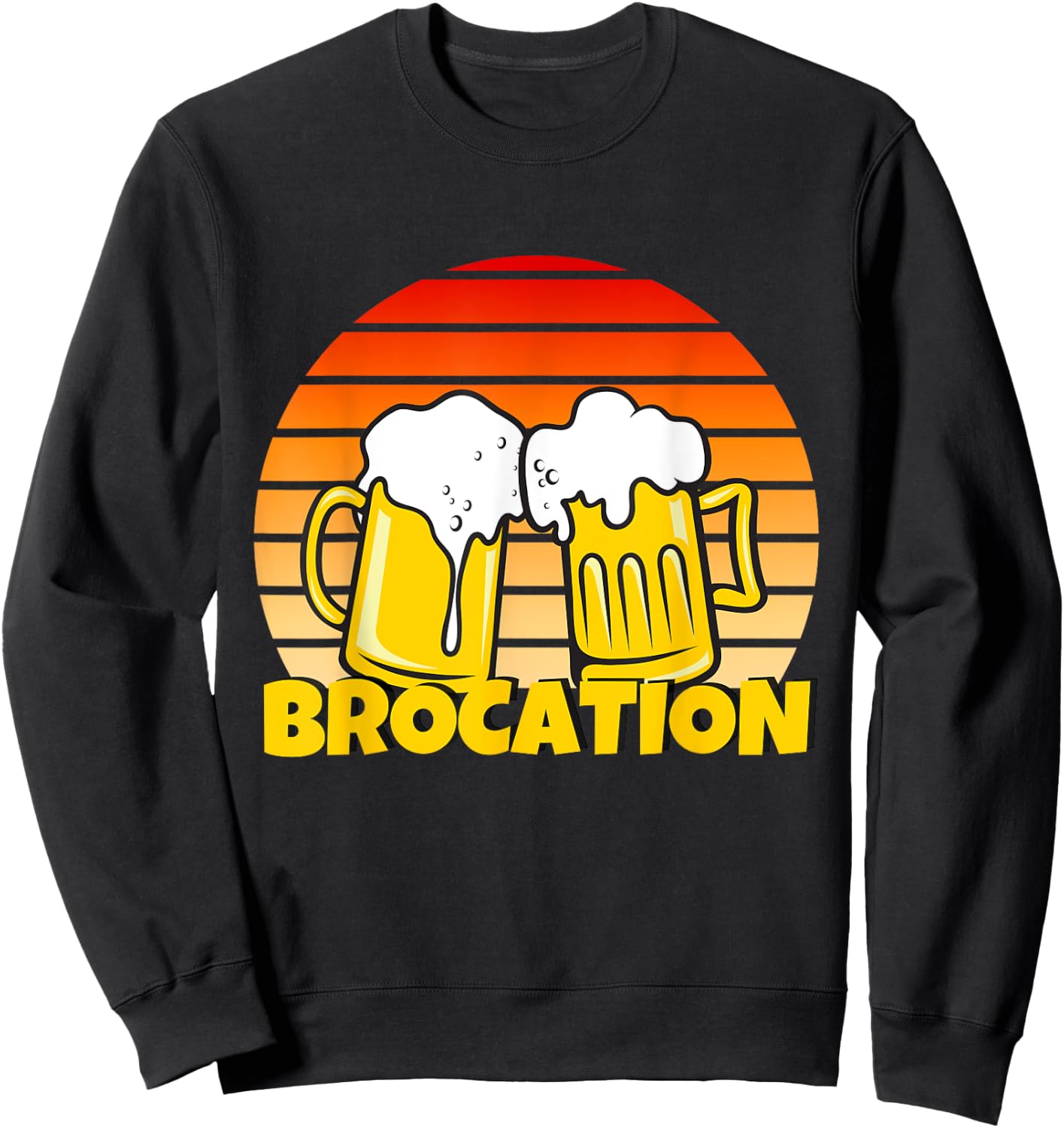 Retro Sunrise & Beers. Time for a BROCATION Sweatshirt - Sweatshirt | Black